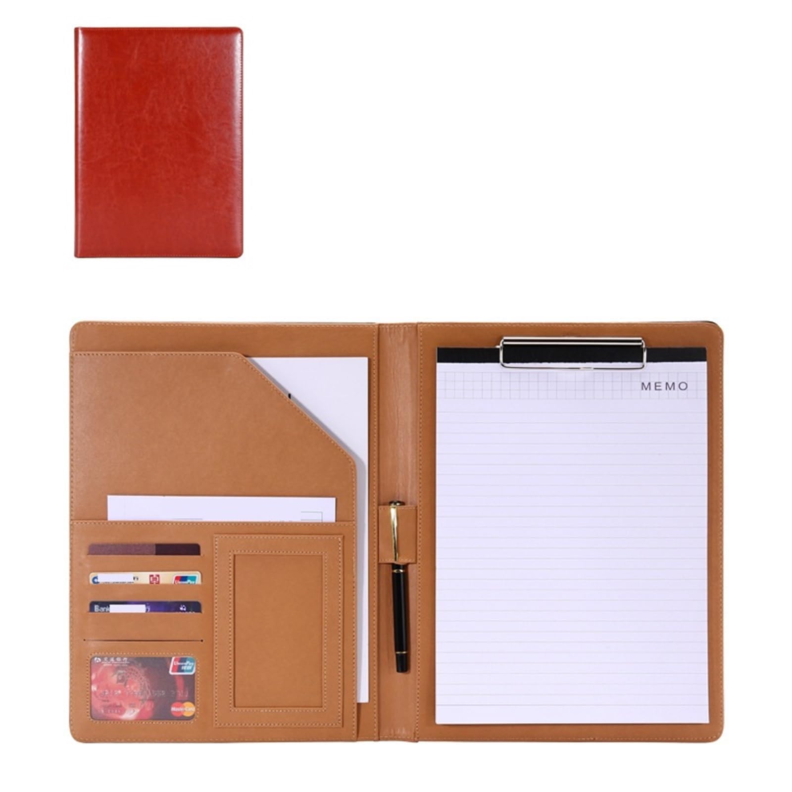 Cartella Portadocumenti A4 Cartella multifunzionale for conferenze A4 Cartella for cancelleria aziendale Cartelle for contratti in pelle Organizer con cerniera Porta biglietti da visita(Blue)