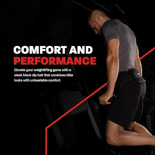 Miniatura 6 de Hawk Cinturón de inmersión deportivo con cadena para ejercicios de peso corporal, cinturón de levantamiento de pesas acolchado negro de 6 pulgadas