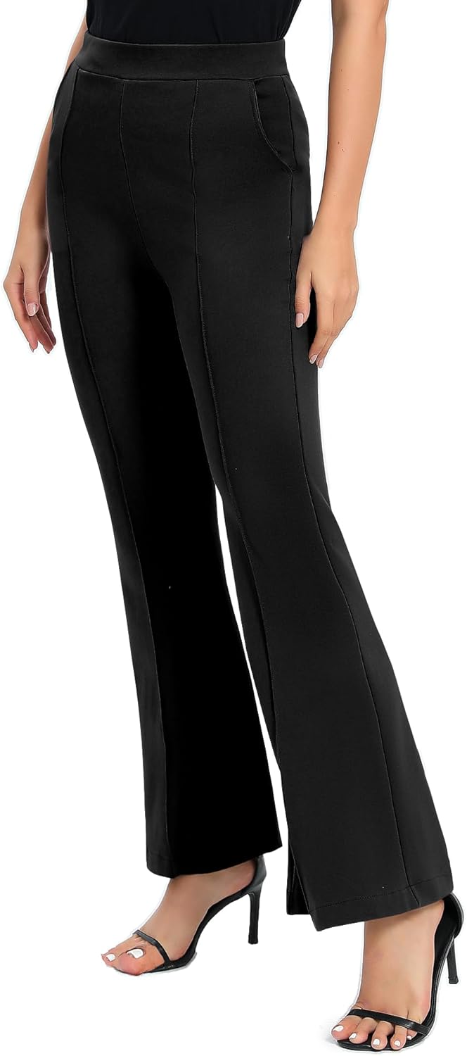 Urban CoCo Women's Flare Dress Pants with Pockets High Waist Slacks Pull On Work Casual Petite/Regular/Tall Pants - Image 3