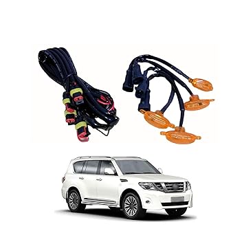 PRIKNIK LED Grille Lights Amber Yellow Grill Led with Fuse Adapter Wiring Harness Kit (4PCS, Amber Shell with Amber Light) Compatible with Patrol