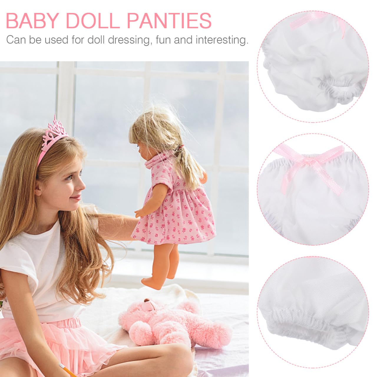 Toyvian Baby Doll Panties Accessories 2Pcs Mini Underwear Shorts for 8 Inch Dolls Dress up Play Reborn Dolls Accessories Cute Doll Underpants - Image 4