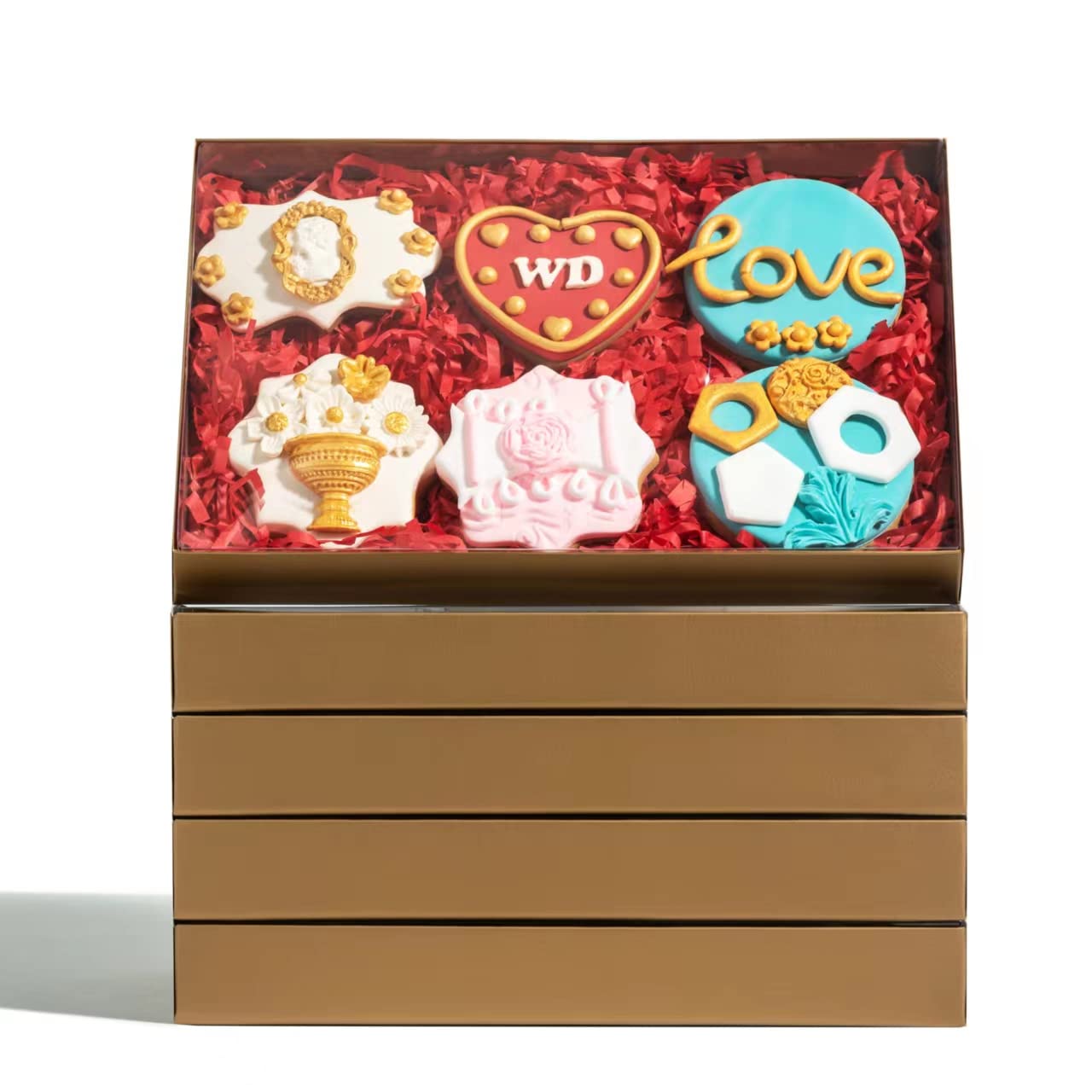RomanticBaking 24 Pack Gold 9 1/2" x 6" x 1 1/4" Cookie & Macaron Boxes for Cakesicles, Pretzels & Cocoa Bombs