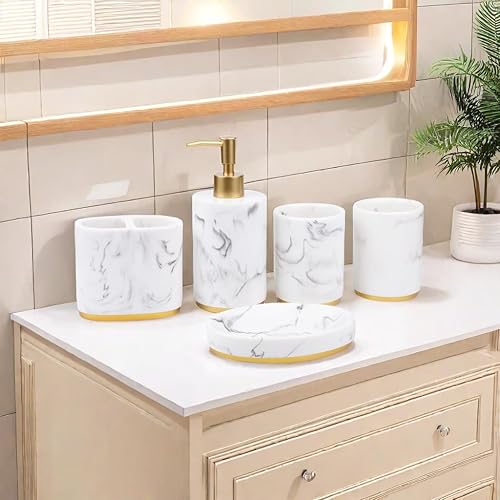 Miniatura 10 de Juego de 5 accesorios de baño negro mate, accesorios de baño negros con dispensador de jabón, soporte para cepillos de dientes, jabonera, vaso y