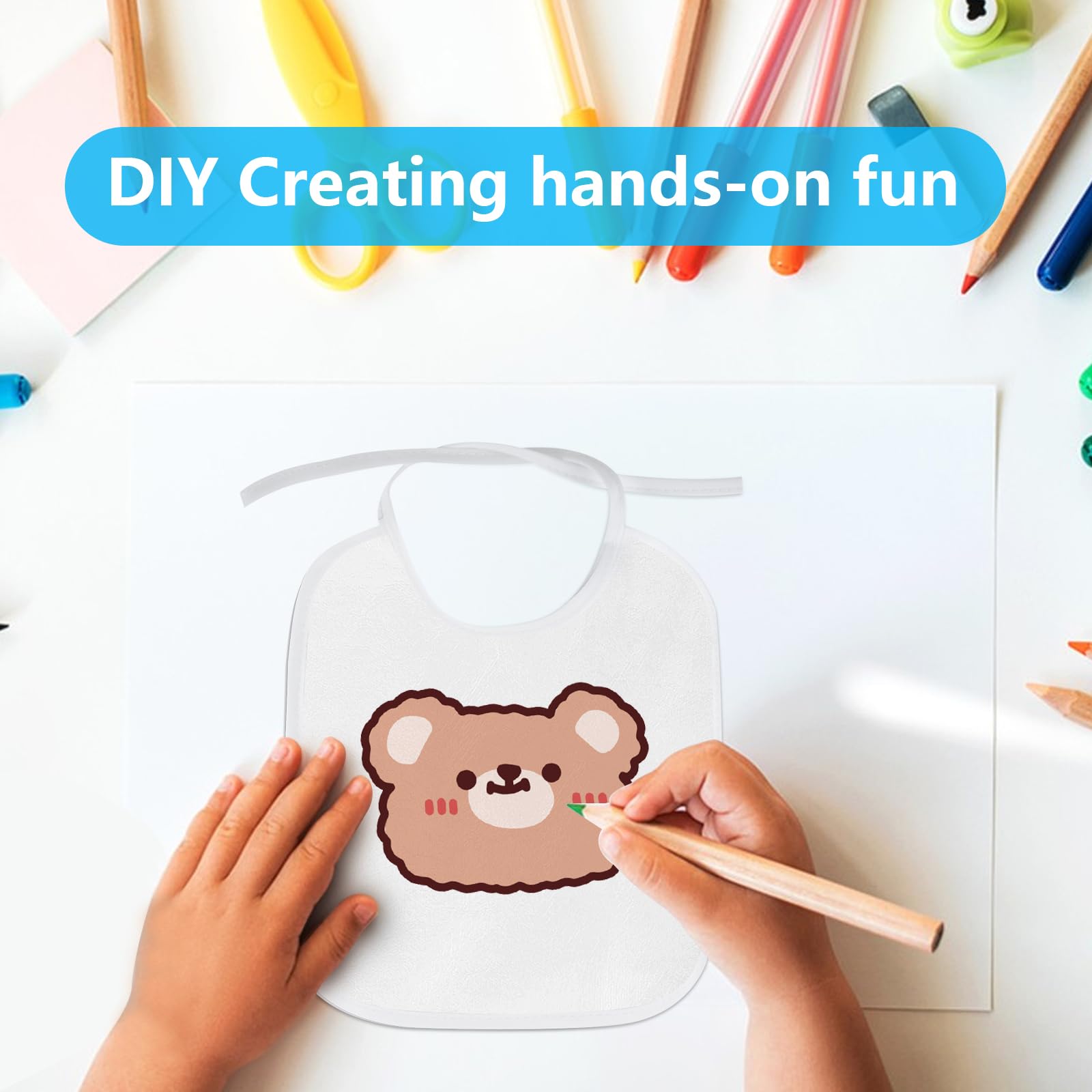 Baberos Blancos para Pintar, Paquete de 24, Baberos Impermeables de Algodón para Niños y Niñas, Babero de Saliva para Alimentación y Dentición, Regalos para Baby Shower