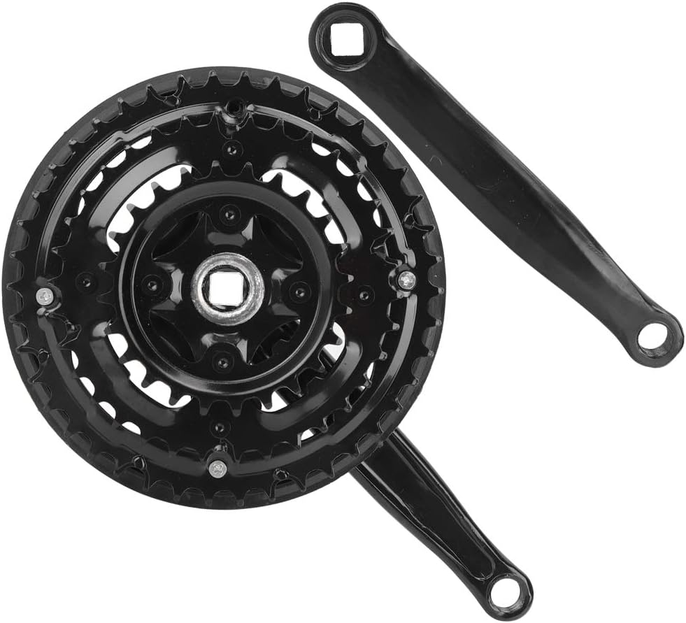 Bike Crankset,Durable High Carbon Steel Crankset Variable Speed with Chains Cover for Variable Speed Mountain Bike Road Bicycle, Odorkleznqwdepf3c