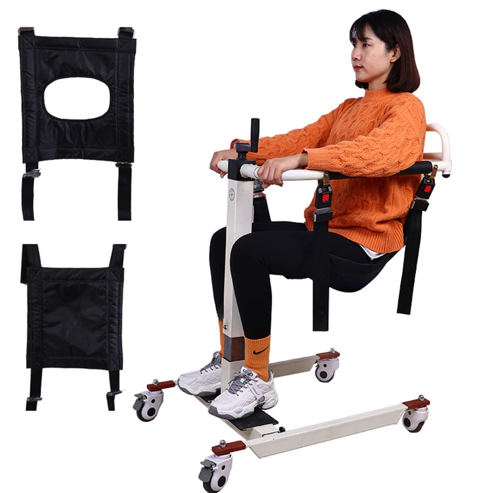 seveni Wheel Lift Chair Patient Lift Transfer Machine Elderly Transport Chair Handicap Car Assist, Bathroom Wheelchair, Patient Lift for Home, Patient Lift Aid, Toilet Aids for Elderly