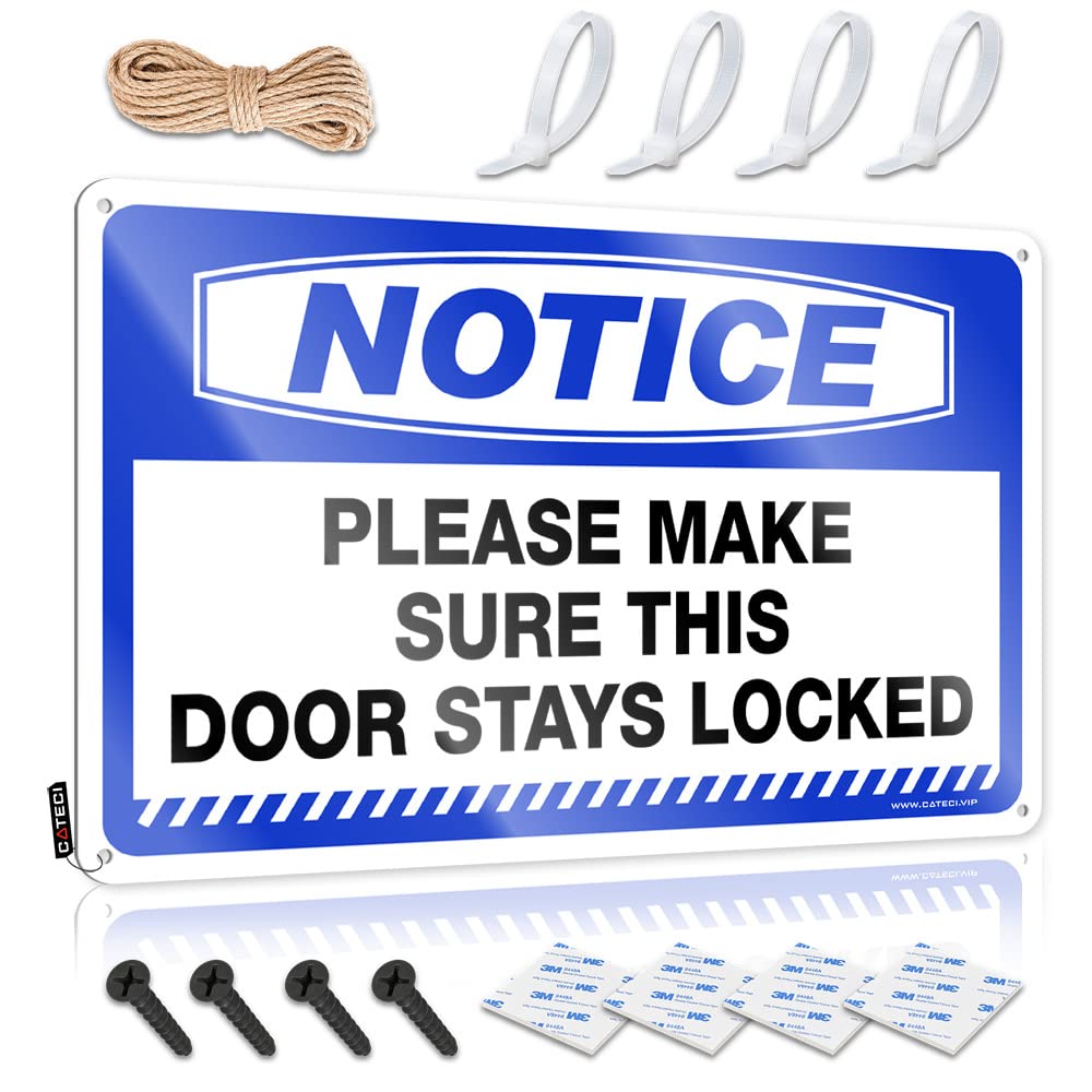 Vintage Metal Tin Sign Notice Please Make Sure This Door Stays Locked Tin Sign Funny House Signs Room Door Sign(20X30CM)
