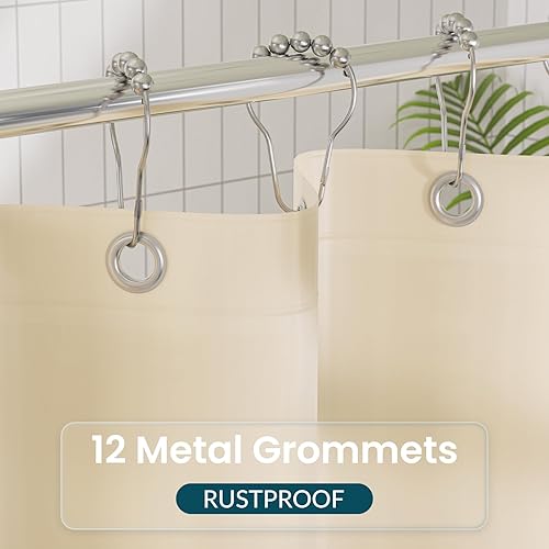 Miniatura 3 de Titanker Forro de cortina de ducha de plástico, 72 x 72 pulgadas, forro de ducha beige ligero de PEVA para baño, forro de ducha impermeable con
