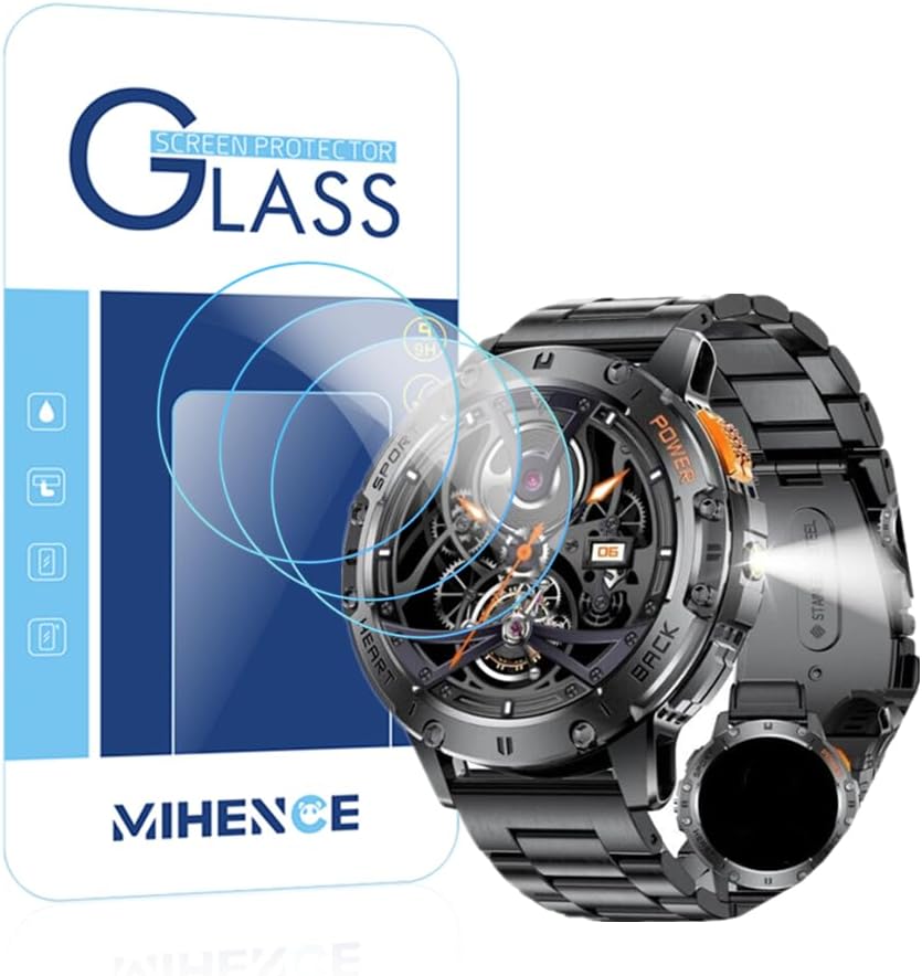Screen Protector for EF5 1.43 Inch Smartwatch, 9H Anti-Scratch Tempered Glass Film Compatible with LIGE/ESFOE/FOXBOX 1.43 Inch Smartwatch EF5 (Pack of 3)