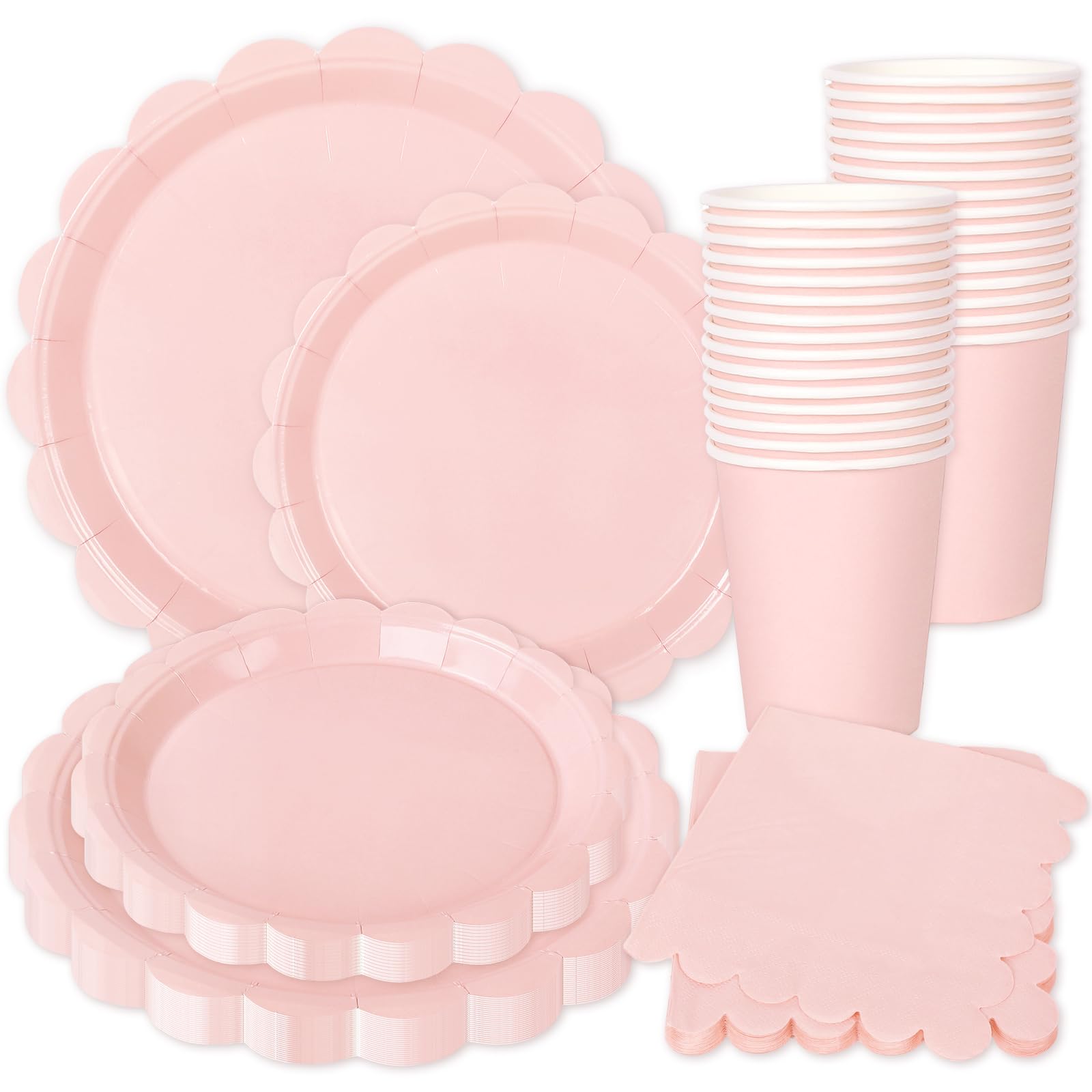 Décoration de table de mariage et anniversaire avec vaisselle rose clair