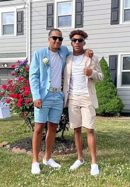 Mens Slim Suit 2 Piece Tuxedo Suit Shorts Suits Summer Wedding Sports Set Two Button Lapel Tuxedo Sets