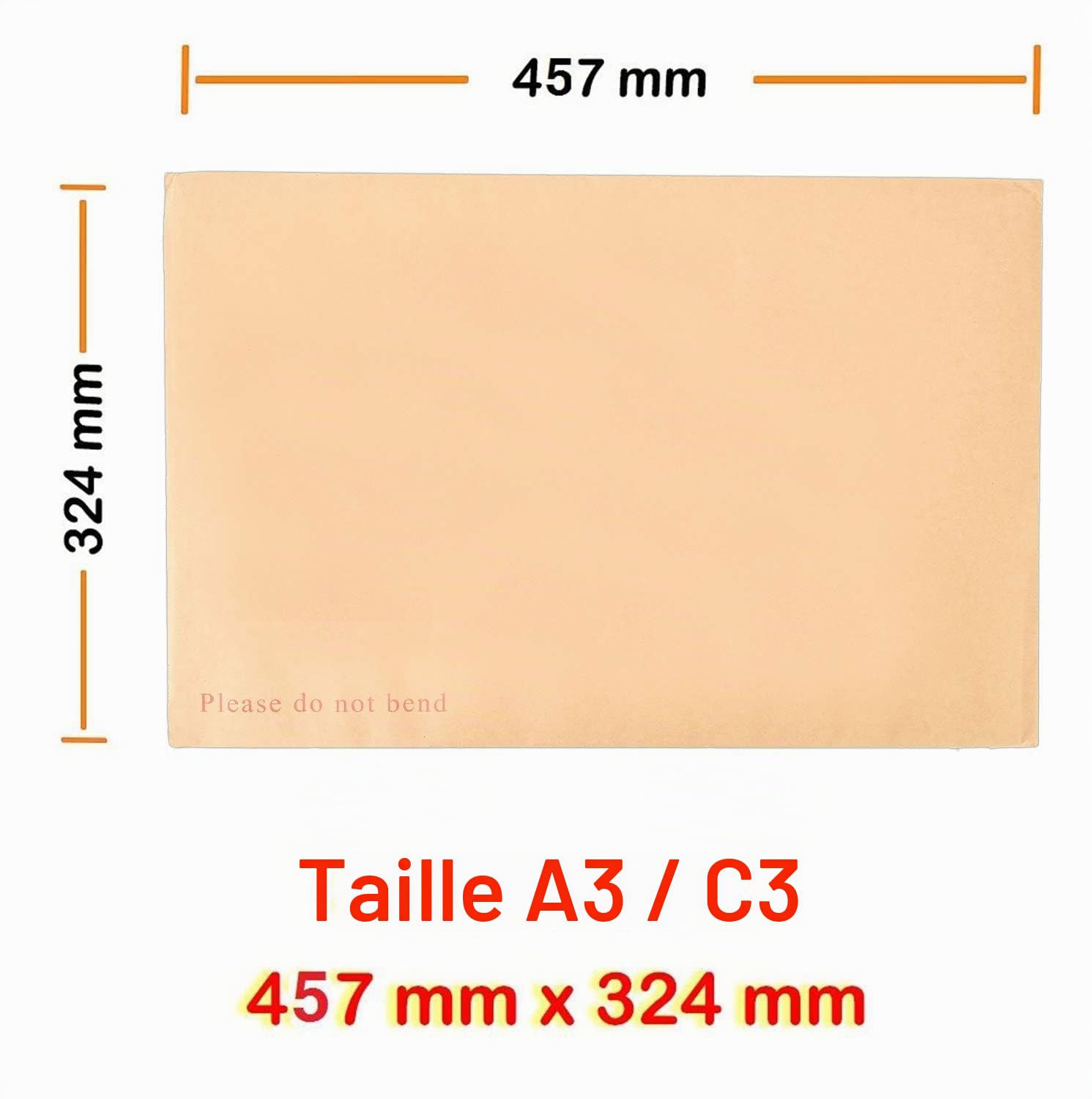 Arpan Lot de 50 enveloppes cartonnées rigides avec dos en carton manille Format A3 C3 457 x 324 mm