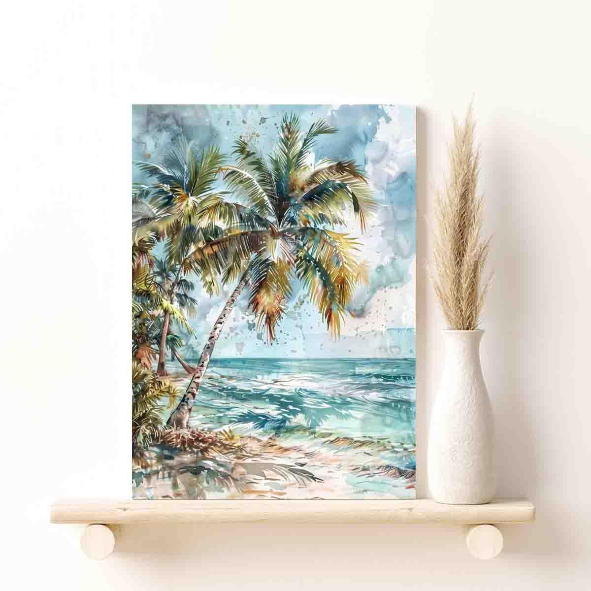 GeRRit Original-Palm tree Beach Wall Art Watercolor Landscape GeRRit Original-Palm tree Beach Wall Art Watercolor Landscape