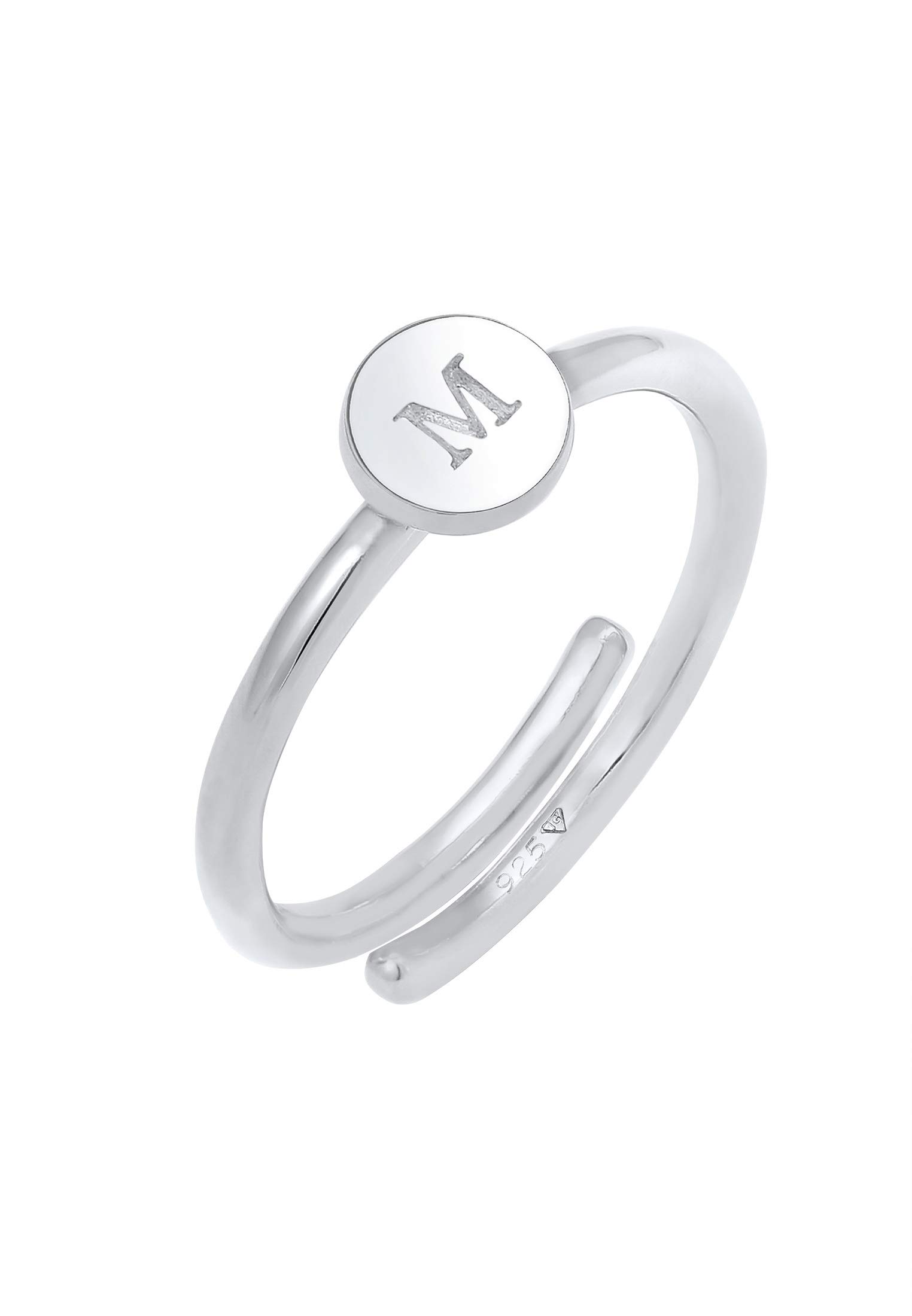 Elli Ring Women Letter M Basic Minimal Ajustable In 925 Sterling Silver