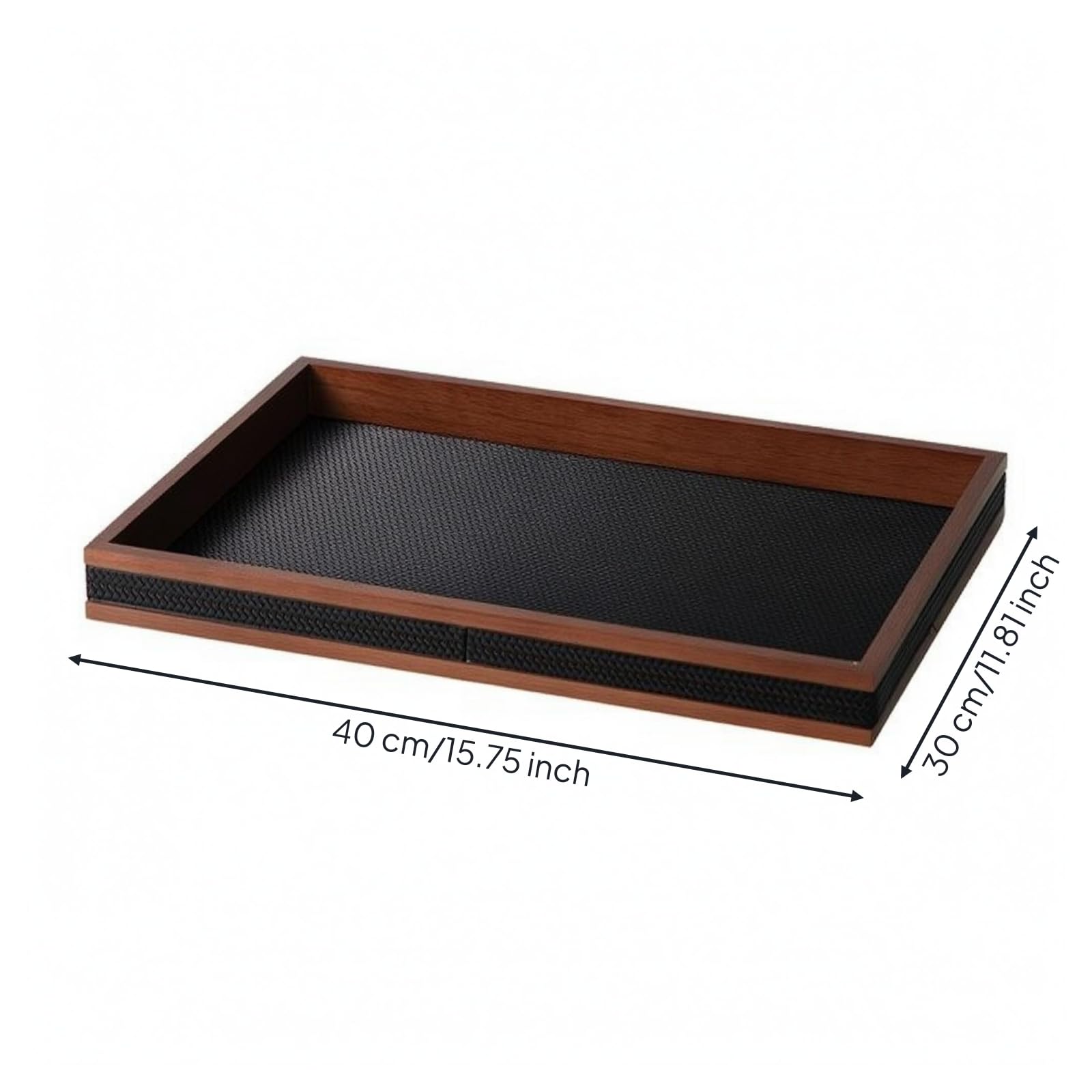 Sharplace Bandeja de Servicio Rectangular Bandeja Organizadora de Mesa Bandeja de Madera PU con Bordes y Fácil Transporte Adecuada para Servir Frutas Brunch Encimera Comedor Estudio, Negro