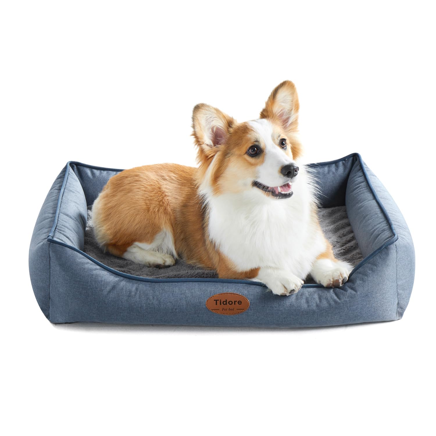 Photo 1 of Tidore Orthopedic Dog Beds for Medium Dogs, Durable Egg Crate Foam Sofa Dog Bed wit Washable Removable Cover,Waterproof Lining,Pet Bed for Large Dogs (Denim Blue, 31.5" L x 25.2" W x 7" Th)