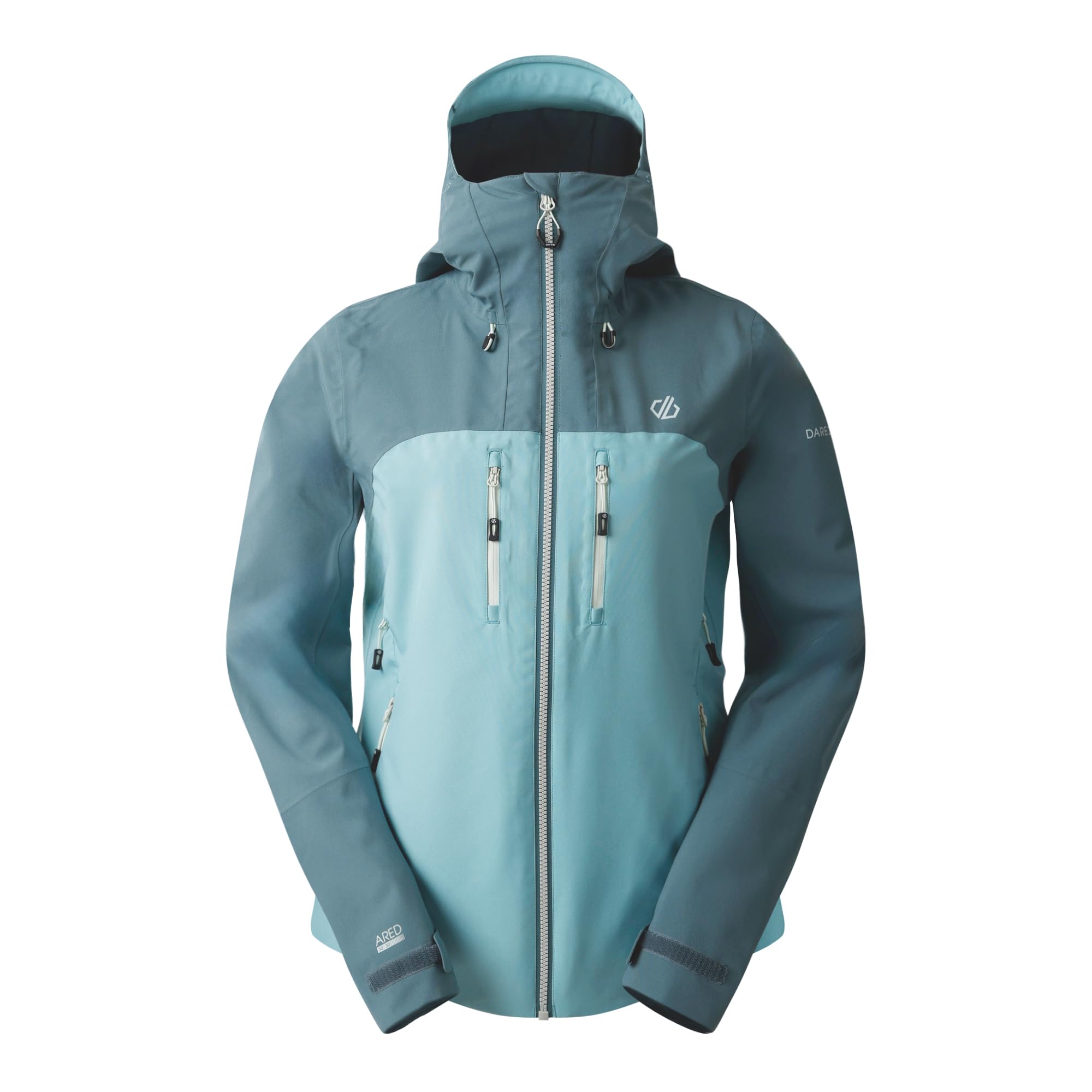 Dare2b Womens Diverging Mountain Active Shell Waterproof Jacket, ElemGry/Aqui, 10 EU