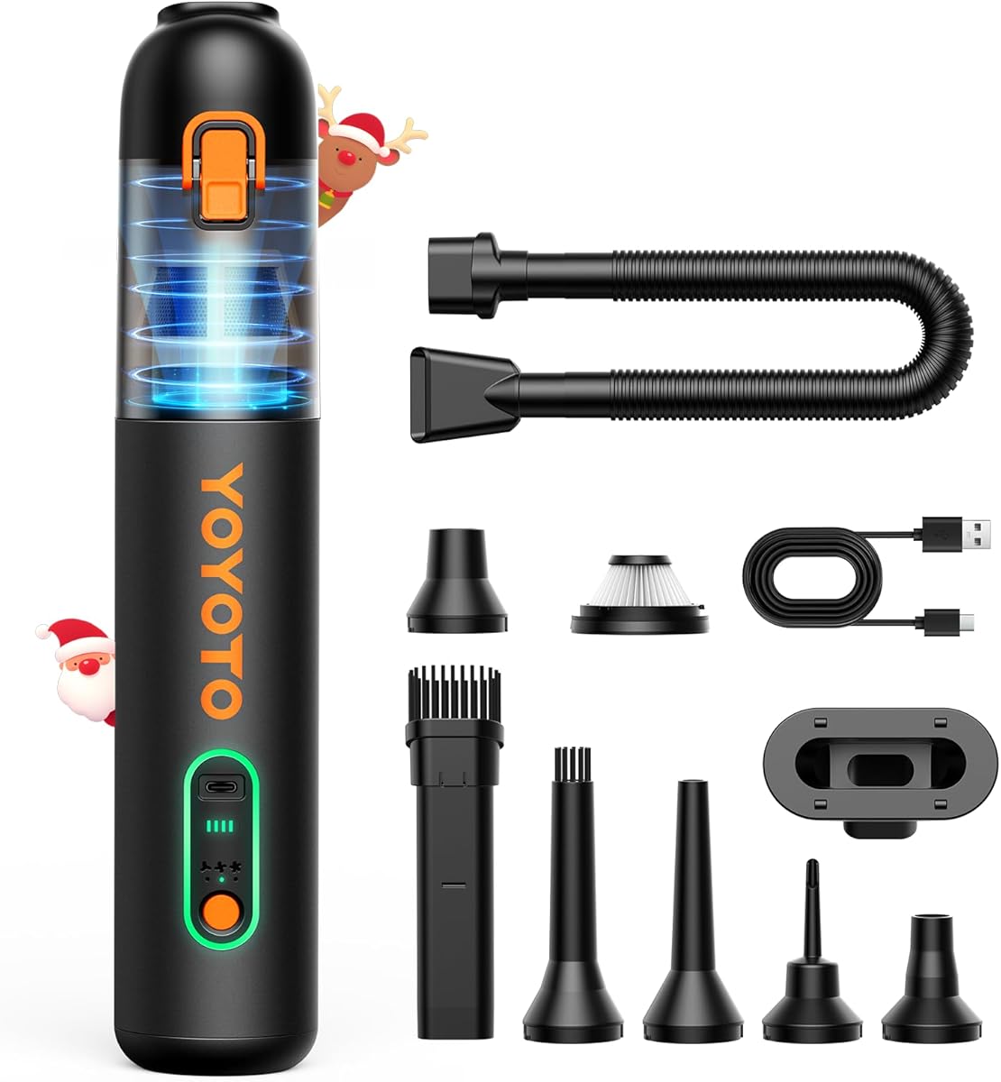 Car Vacuum, 4-in-1 Handheld Vacuum Cleaner Cordless with 22000Pa Suction Power, 15-45Min Runtime, 2H Fast Charge, 2 HEPA Filters, Portable Hand Held Mini for Car, Home, Carpet, Stairs, Pet Hair