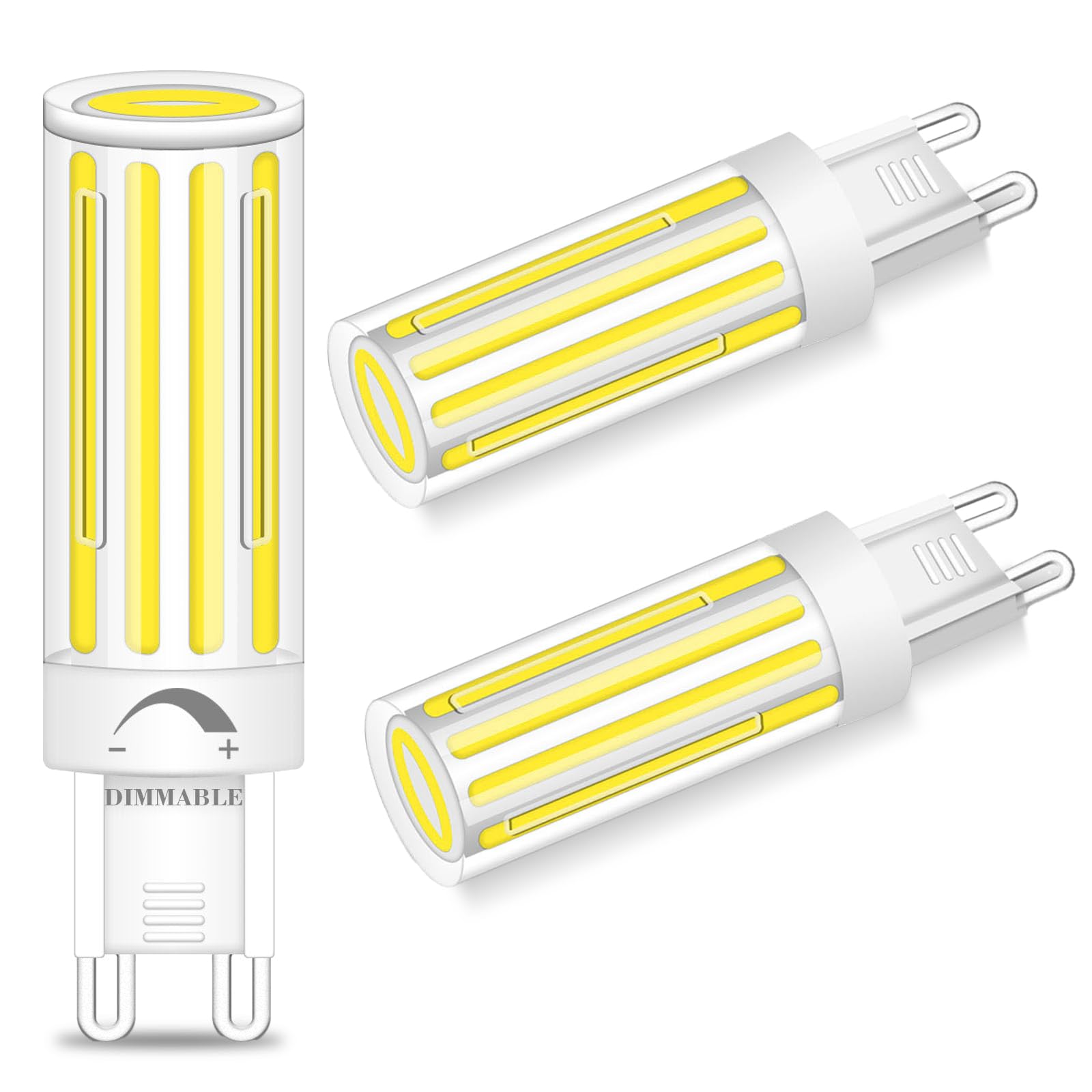 ZHENMING Updated COB Dimmable G9 Led Bulbs 75W-80W Halogen Equivalent Cool White 6000K,8W 800LM Bi-Pin Base G9 Capsule Bulbs No Flicker AC 220-240V,G9 LED Light Bulb for Crystal Chandelier, 3 Pcs