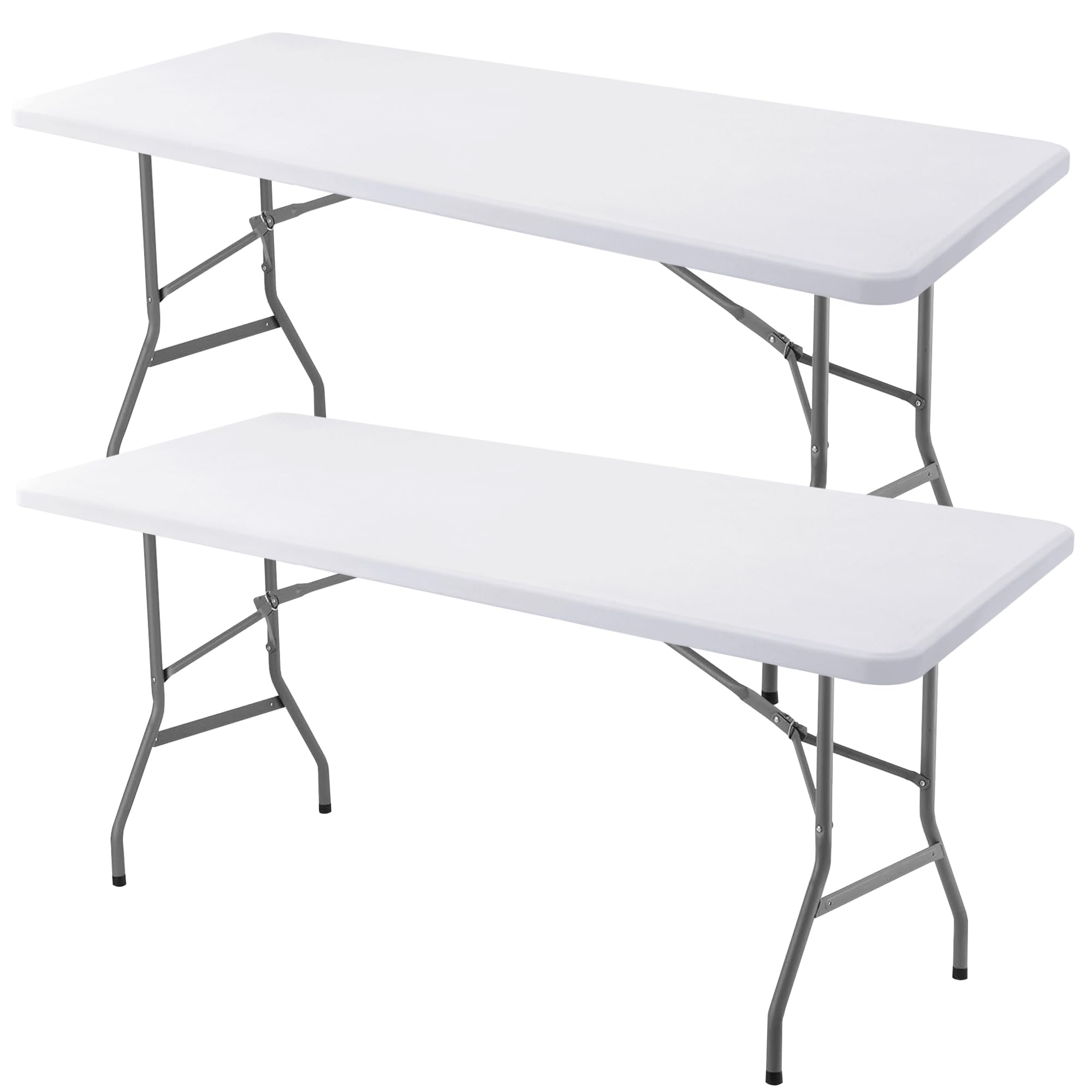 Photo 1 of Enjoyidea Fitted Table Cloth Rectangle Table 42x72 Inch-2 Pack White Elastic Spandex Table Cover-Small Stretch Folding Table Cloths Topper Cap for Kitchen Dining Picnic Patio Outdoor Party Tables