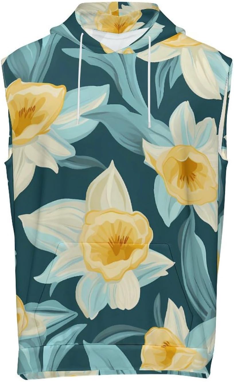 Men's Workout Hooded Tank Tops Sleeveless Muscle Gym T-Shirts