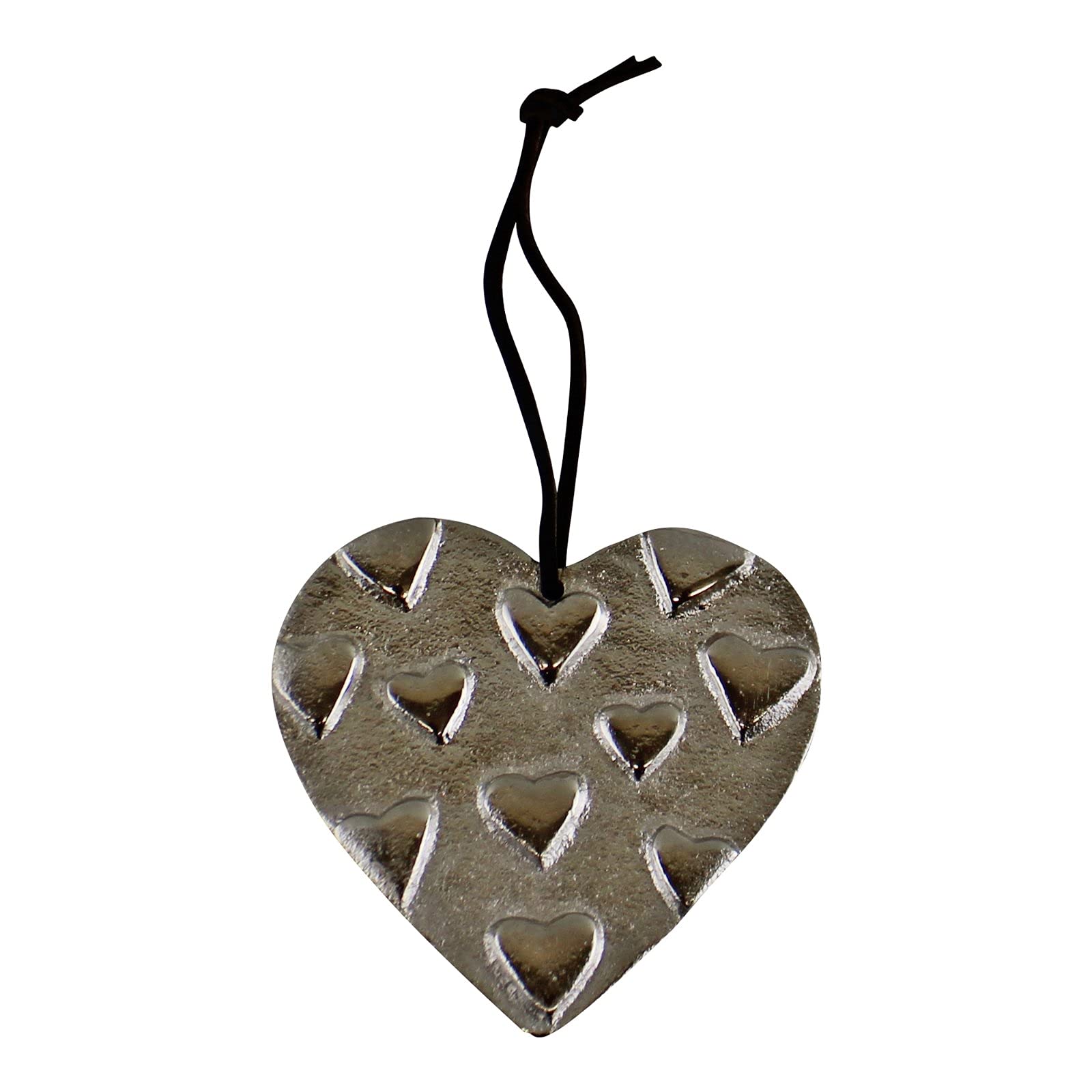 Geko Silver Hanging Metal Heart Ornament, 10Cm