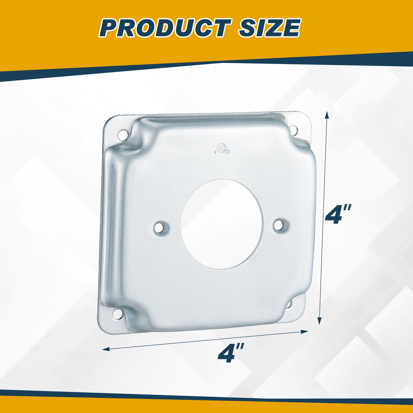 Copkim 4 Pcs Metal Receptacle Electrical Box Cover, Square Rectangle Exposed Outlet Junction Cover for 4 Inch Electrical Box(1.620 Inch Round)
