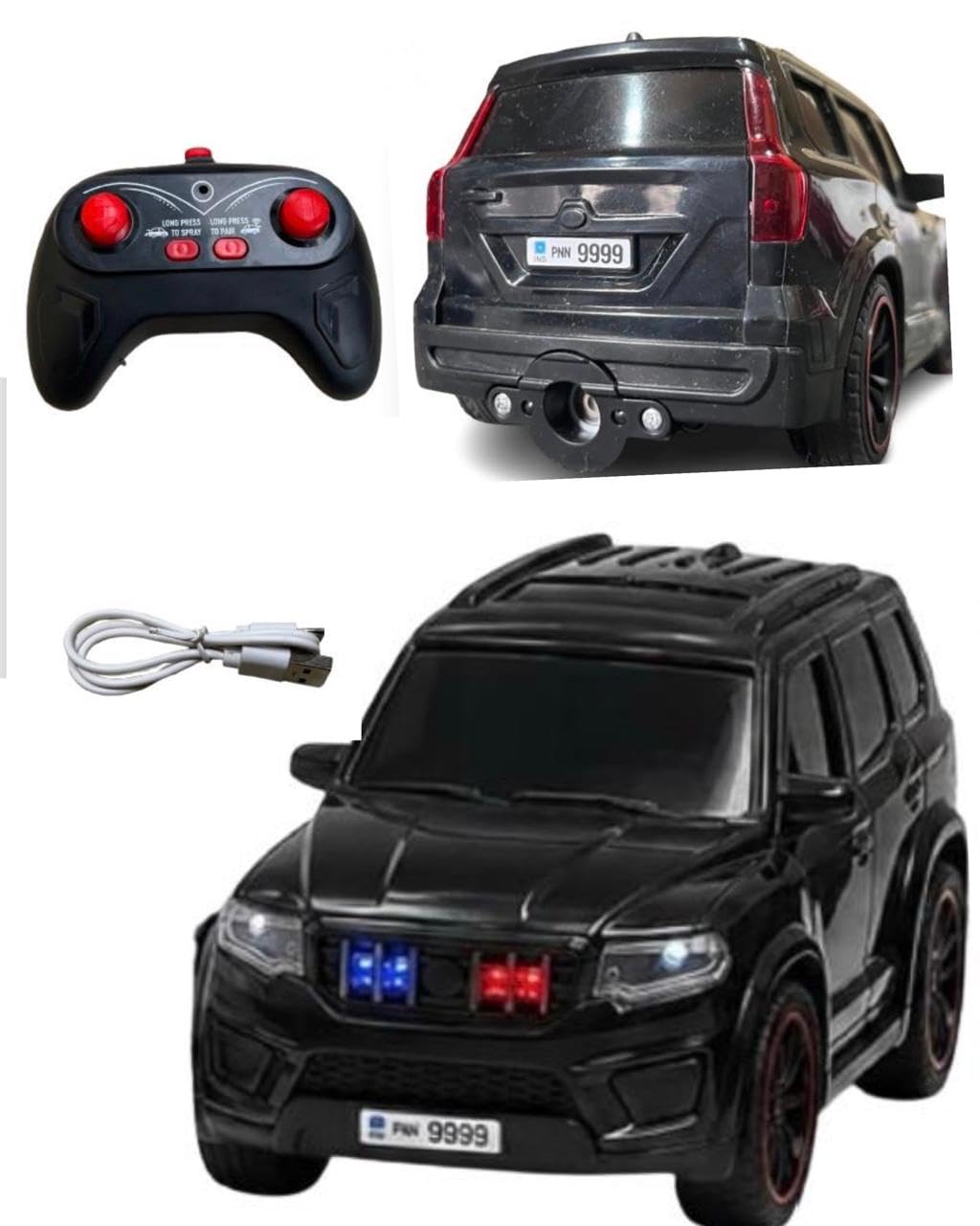 Generic Scorpio N Smoke RC Car Black with Siren - Image 1