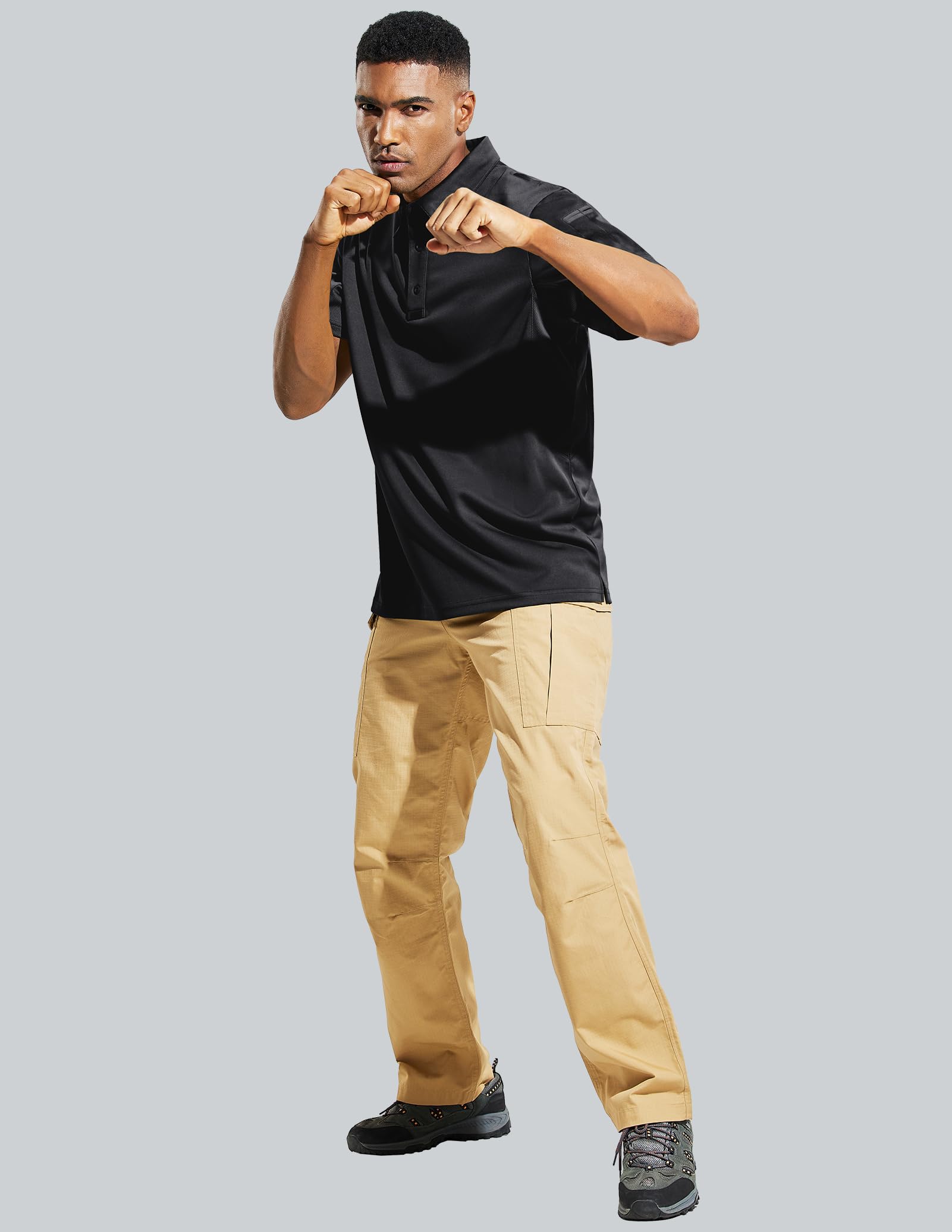 MIER Polo táctico de rendimiento para hombre, de secado rápido, de manga corta, cuello de trabajo, protección UPF 50+