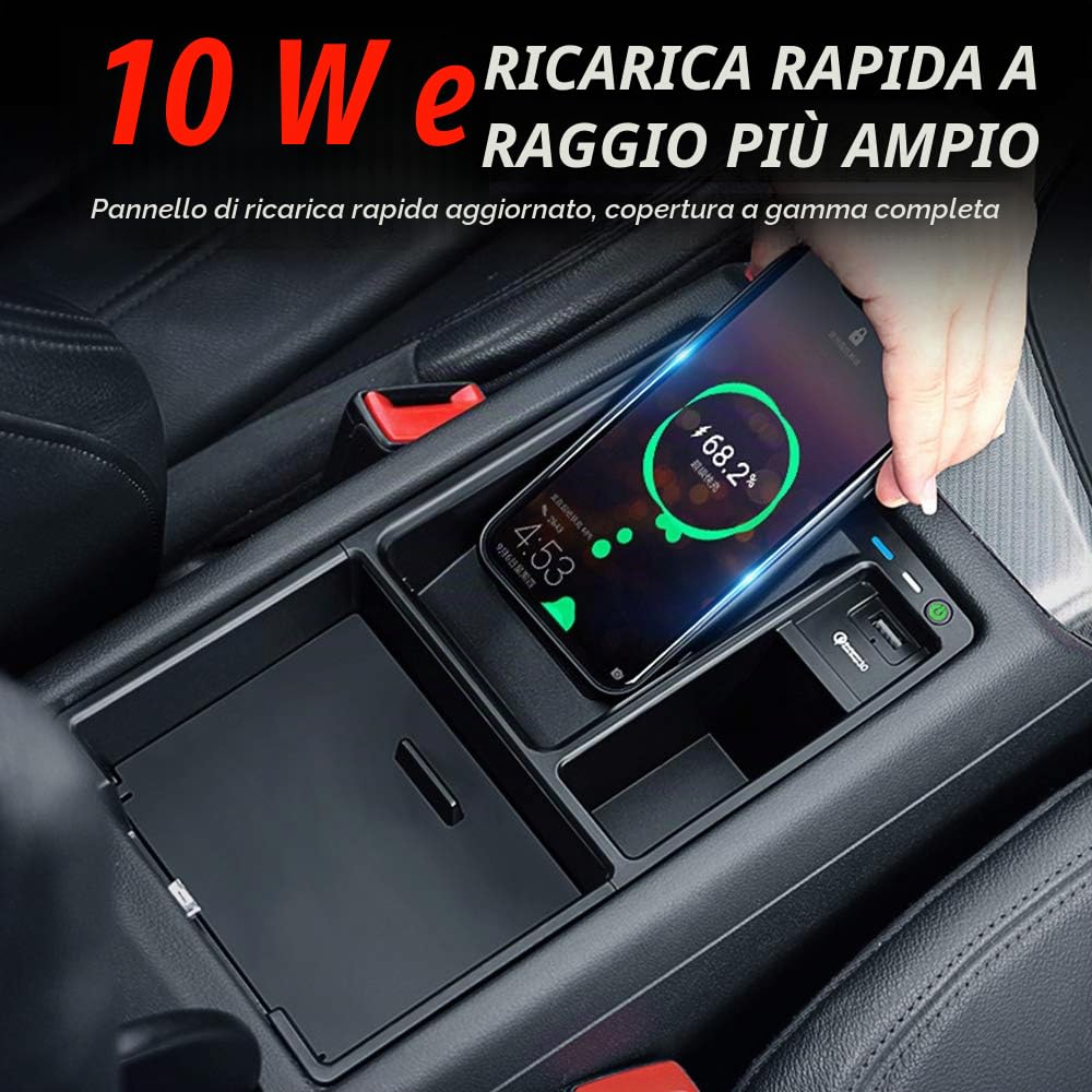Caricatore Wireless Auto per Audi A4 A5 S4 S5 2017-2021 Pannello Degli Accessori Della Console Centrale 10W Rapida Ricarica Scatola di Immagazzinaggio Pallet Contenitore per iPhone Galaxy