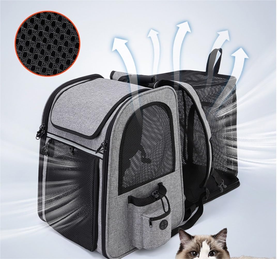 Transportbox Hund Großer Katzen-Rucksack, Erweiterbarer Haustier-Rucksack Für Kleine Hunde, Katzen, Hunde-Rucksack Katzentasche Transporttasche Katze(B)