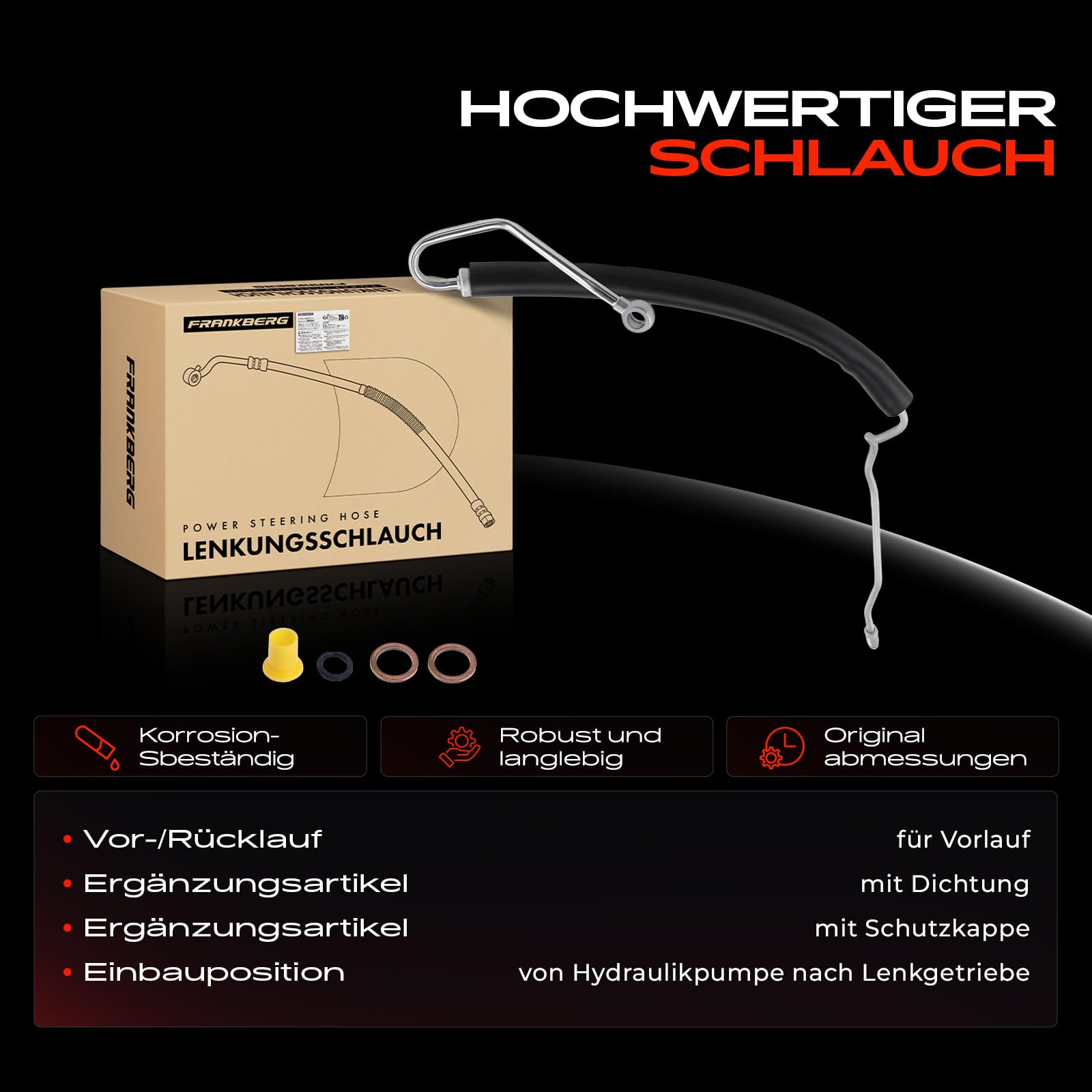 Frankberg Servolenkung Schlauch Kompatibel mit Cordoba 6L2 1.2L-2.0L 2002-2009 Ibiza III 6L1 1.2L-2.0L 2002-2009 Room.ster 5J 1.2L-1.9L 2006-2015 Polo 9N Replace# 6Q1423893G