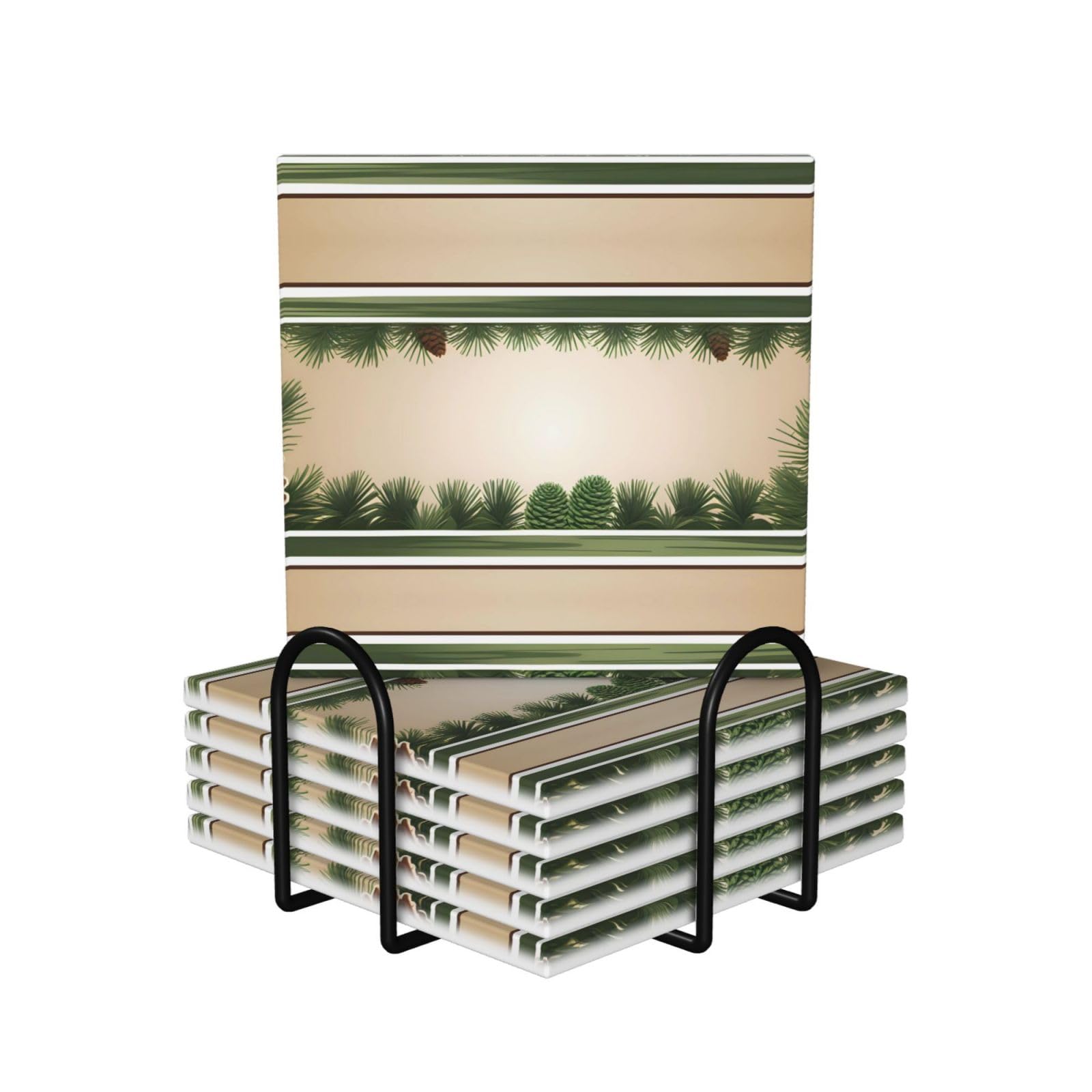 Lot de 6 dessous de verre carrés en céramique et liège antidérapant pour tasse