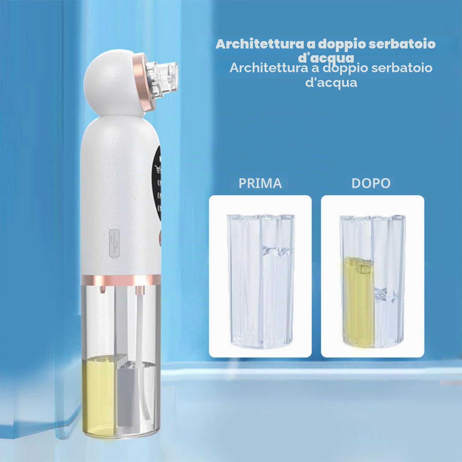 Aspiratore Punti Neri Professionale, Blackhead Remover Vacuum, Pulitore per i punti neri con 6 testine di aspirazione sostituibili per brufoli sottovuoto per la pulizia del viso, acne