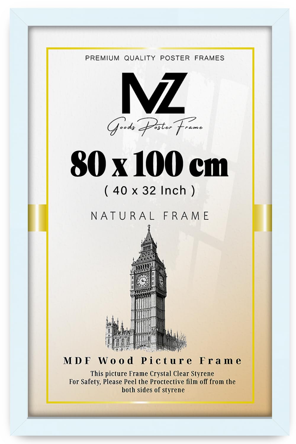 Mz Goods White | (80 X 100 Cm) Poster Frame - 800 X 1000 Mm Photo Frame For Posters And Prints – Solid Eton Wood, Home Décor 2' 7" X 3' 3" [ ]
