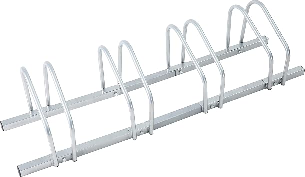 SDADI 4 Bikes Bicycle Floor Parking Rack Stand Indoor Adjustable Storage Stand- Silver