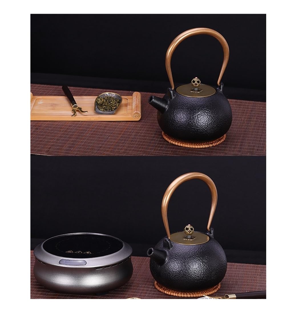Tetera de hierro fundido, tetera de hierro fundido, tetera japonesa, tetera china de hierro fundido, gran capacidad, 40 oz - 1200 ml, tetera de hierro fundido apta for estufa, tetera de hierro fundido