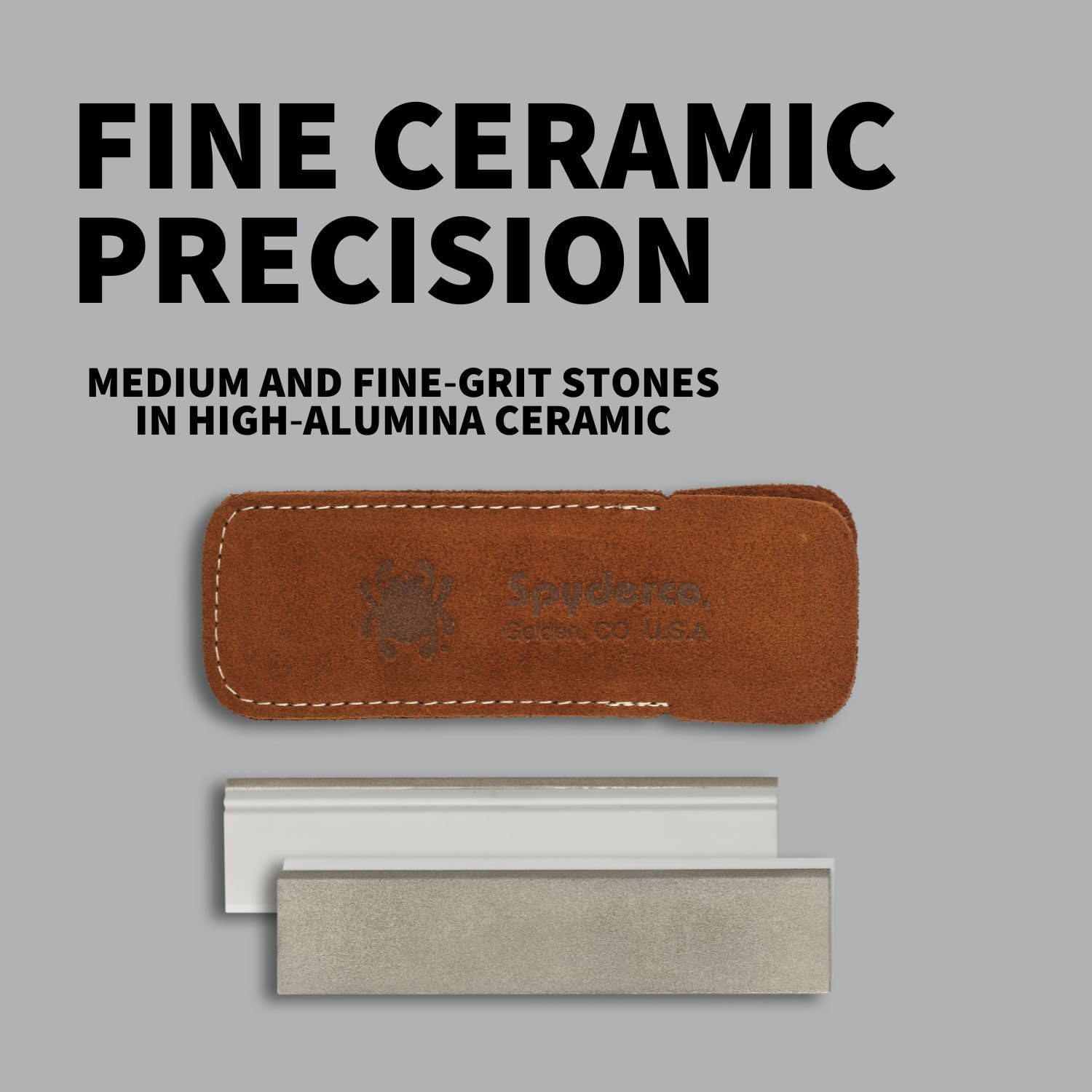 Spyderco - White Silver - DoubleStuff Sharpening Stone - Fine Ceramic Stone and Cubic Boron Nitride - 303FCBN2