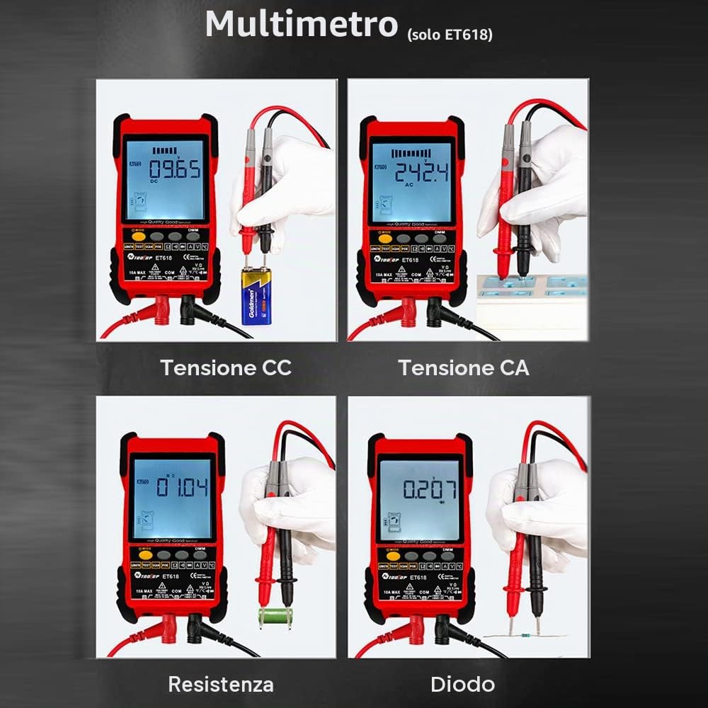 TOOLTOP ET618 Handheld Portable Cable Tester with LCD Display Analogs Digital Search POE Test Cable Pairing Sensitivity Adjustable Network Cable Length Short Open Circuit Measure Trackers