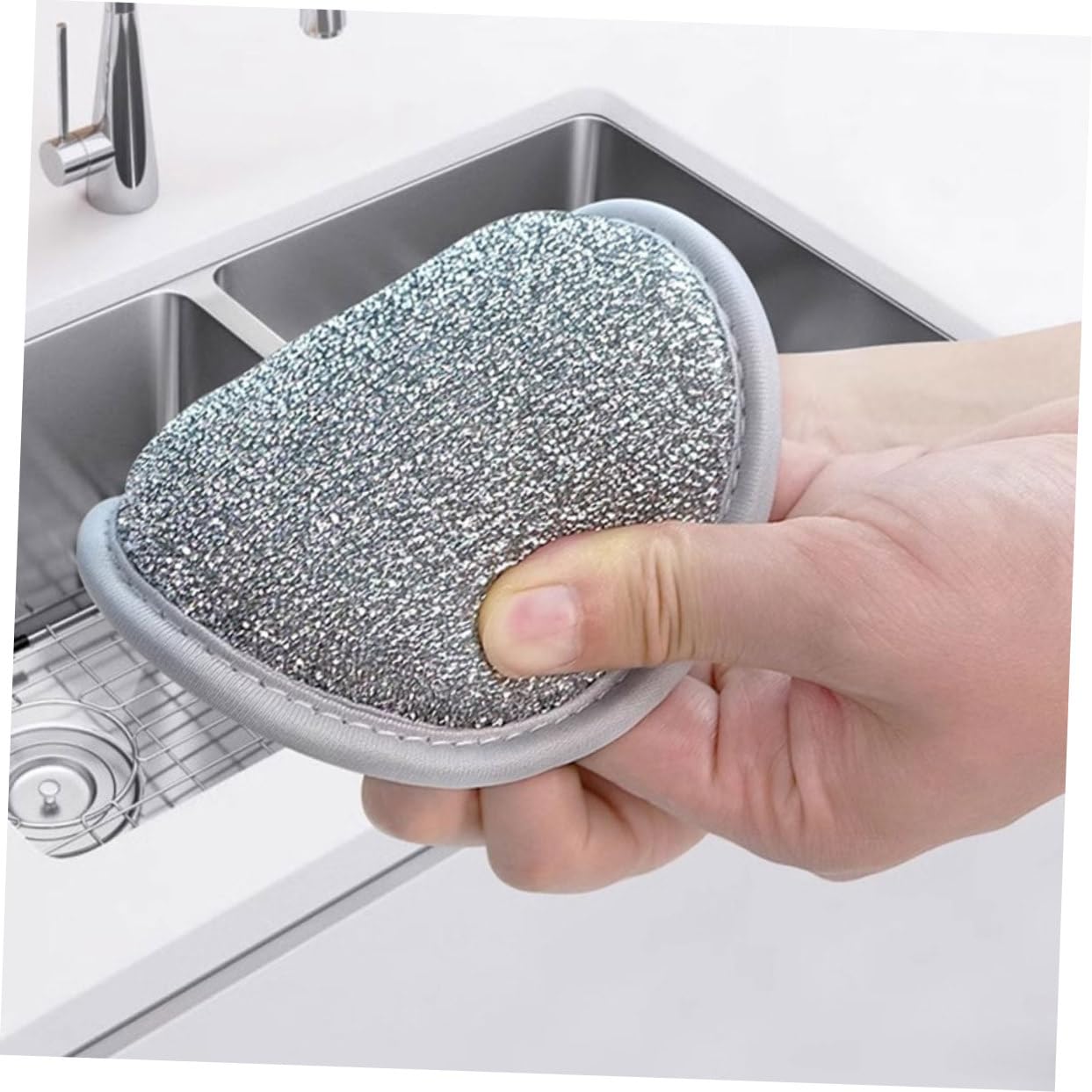VALICLUD Paquete de 20 Esponjas de Limpieza para Cocina y Baño, Reutilizables, de Doble Cara Nailon y Esponja, Alta Absorción y Antiadherentes Color Plata para Lavar Platos