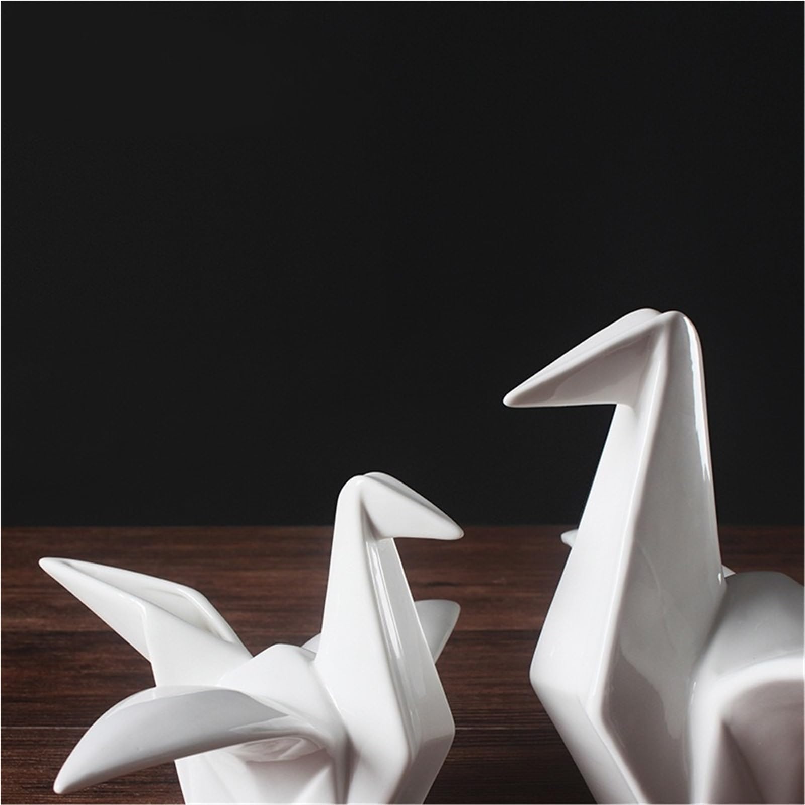 Figurki na biurko ceramiczne origami żuraw figurka statuetka ręcznie wykonana w kształcie do dekoracji domu akcenty wystroju domu (L)
