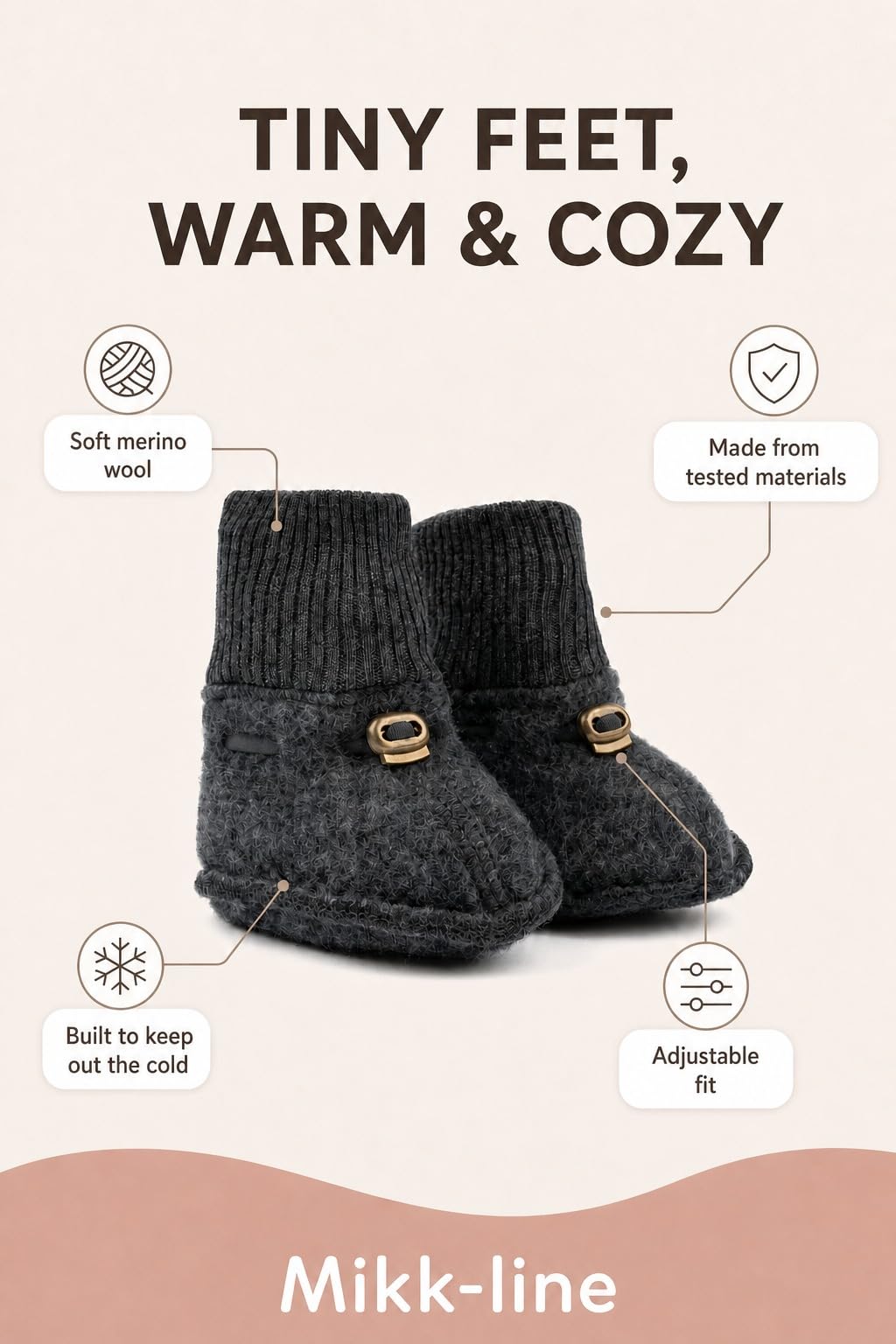 Mikk-line Calcetines de bebé de lana - Anthracite Melange