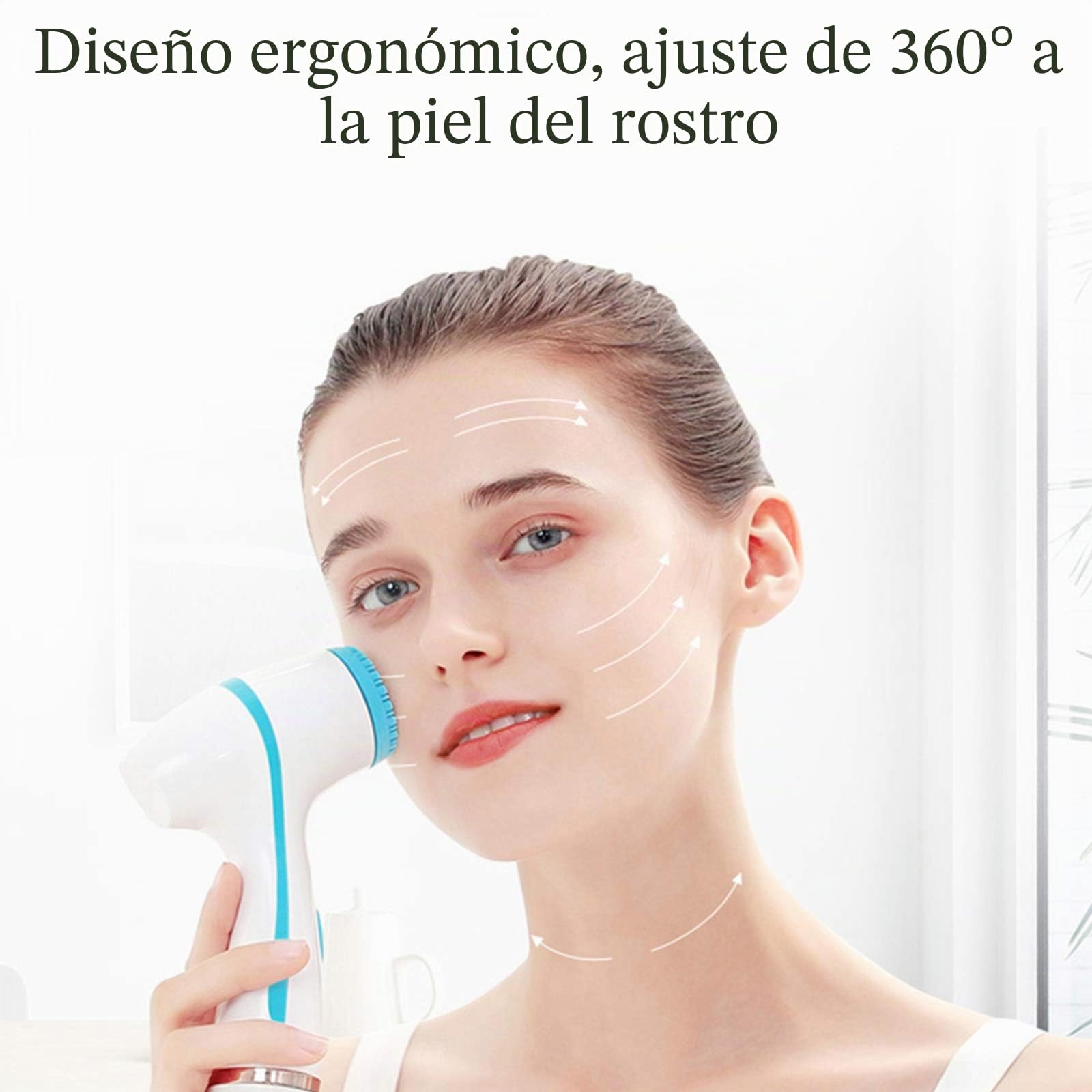 WingFly Cepillo giratorio facial - 3 cabezales de carga USB - Limpieza profunda y masaje - Azul