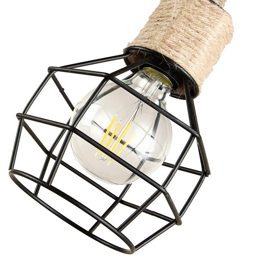 Vintage Holz Kronleuchter Industrie 3 Lichter DIY Seil Kronleuchter Metall Draht Käfig Lampe Loft Rustikale Deckenleuchte Innen Retro Beleuchtung