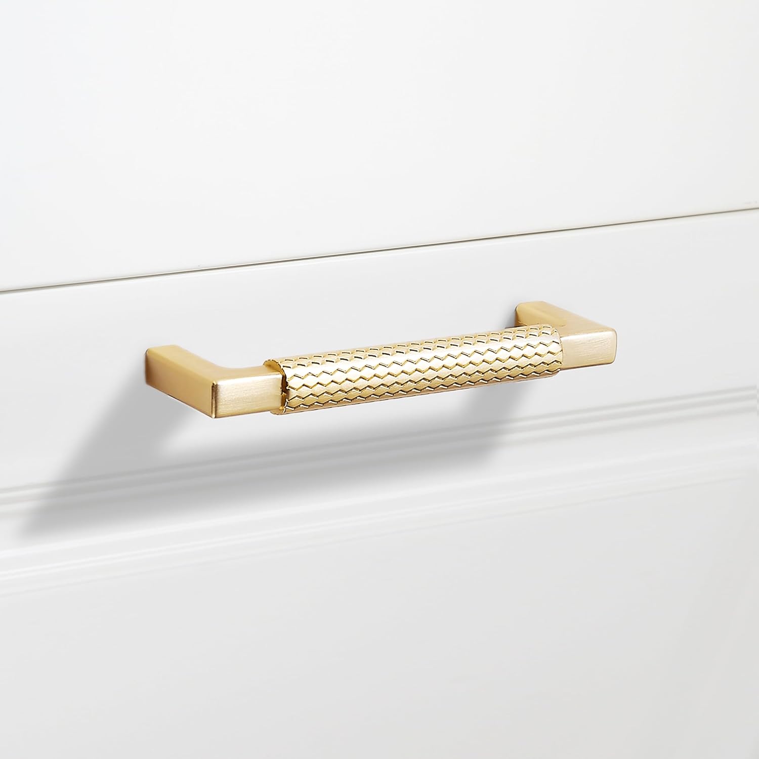 10 Pack 3.75 inch(96mm) Brushed Gold Cabinet Pulls Knurled Cabinet Handles Cupboard Handles Kitchen Cabinet Hardware for Cupboard Drawer Pulls