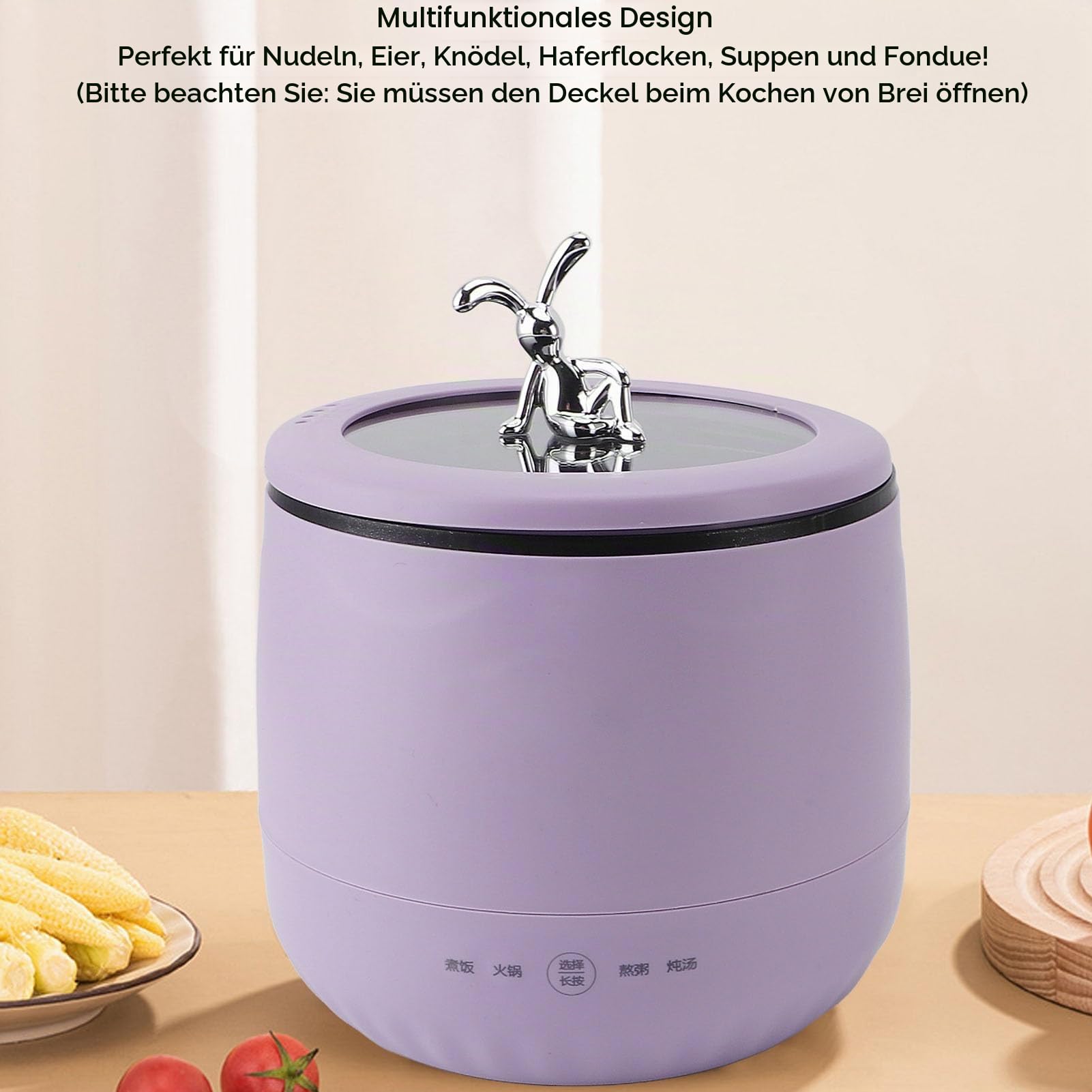 Mini-Reiskocher Multifunktional für 2 Personen, 1,8 L, 450 W, tragbar, EU-Stecker 220 V (PURPLE)