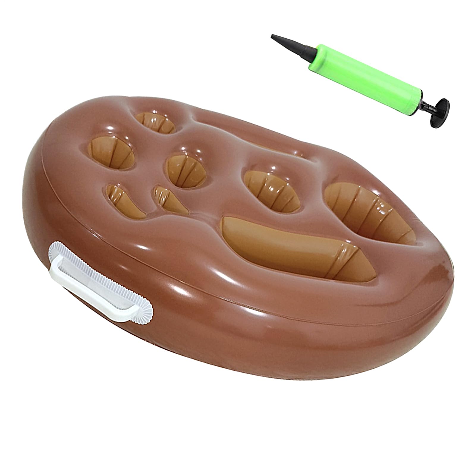 Porta bevande per piscina, vassoio galleggiante a 9 fori, organizer pieghevole per bevande, in PVC, include pompa manuale, per terrazza, spiaggia, compleanno in famiglia, nuoto, picnic, vasca