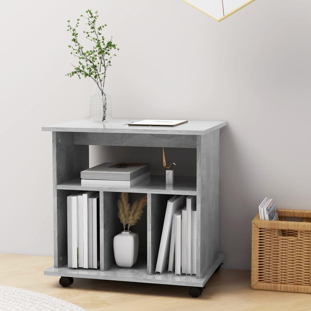 Armadio multiuso Armadio per corridoi Armadio da ingressoMobiletto con Rotelle Grigio Cemento 60x45x60 cm in Truciolato Adatto a soggiorno, ufficio