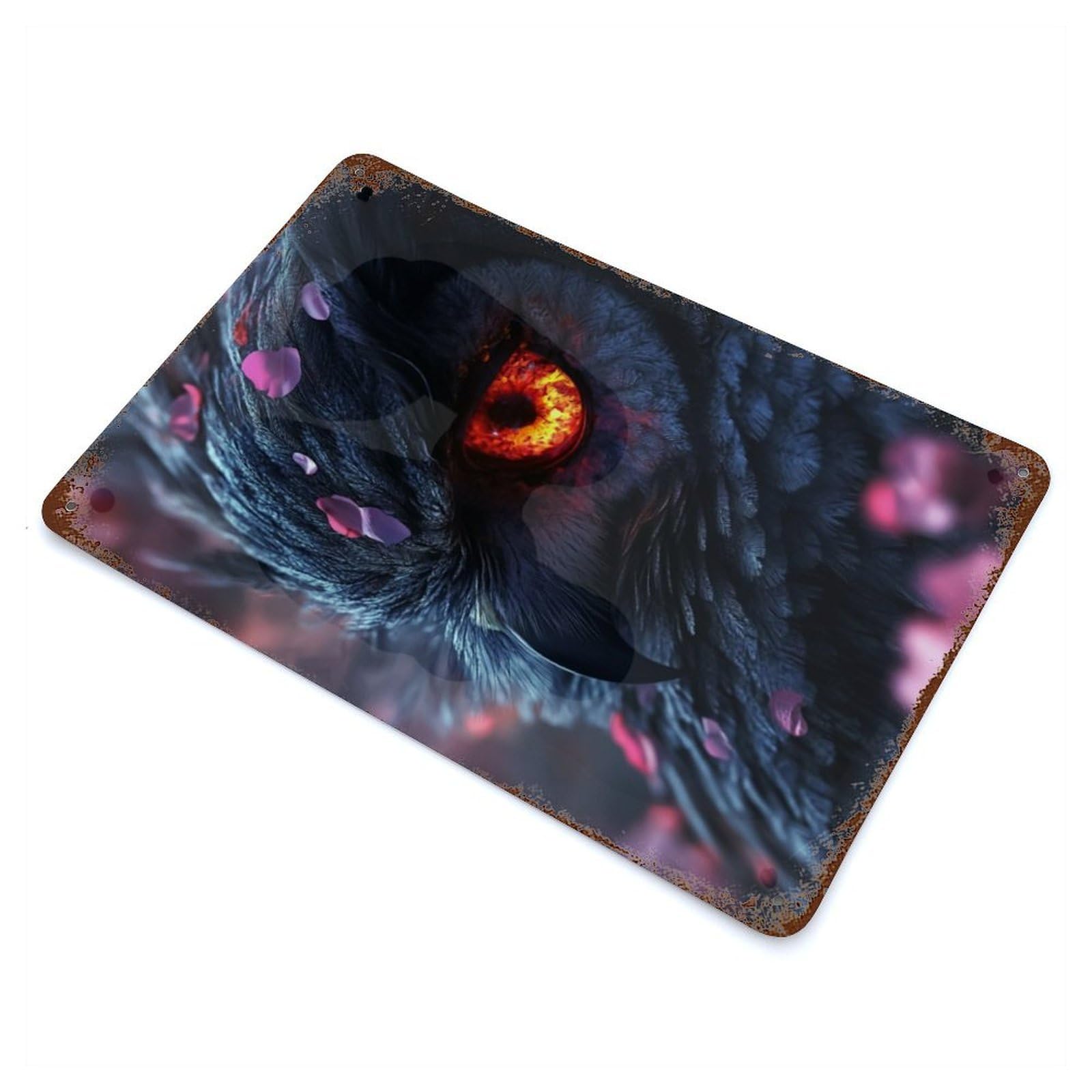 Fiery Owl Close-Up Decorative Tin Sign 11.8"x7.9", for Farmhouse, Kitchen And Entryway Decor, Shabby Chic Decor
