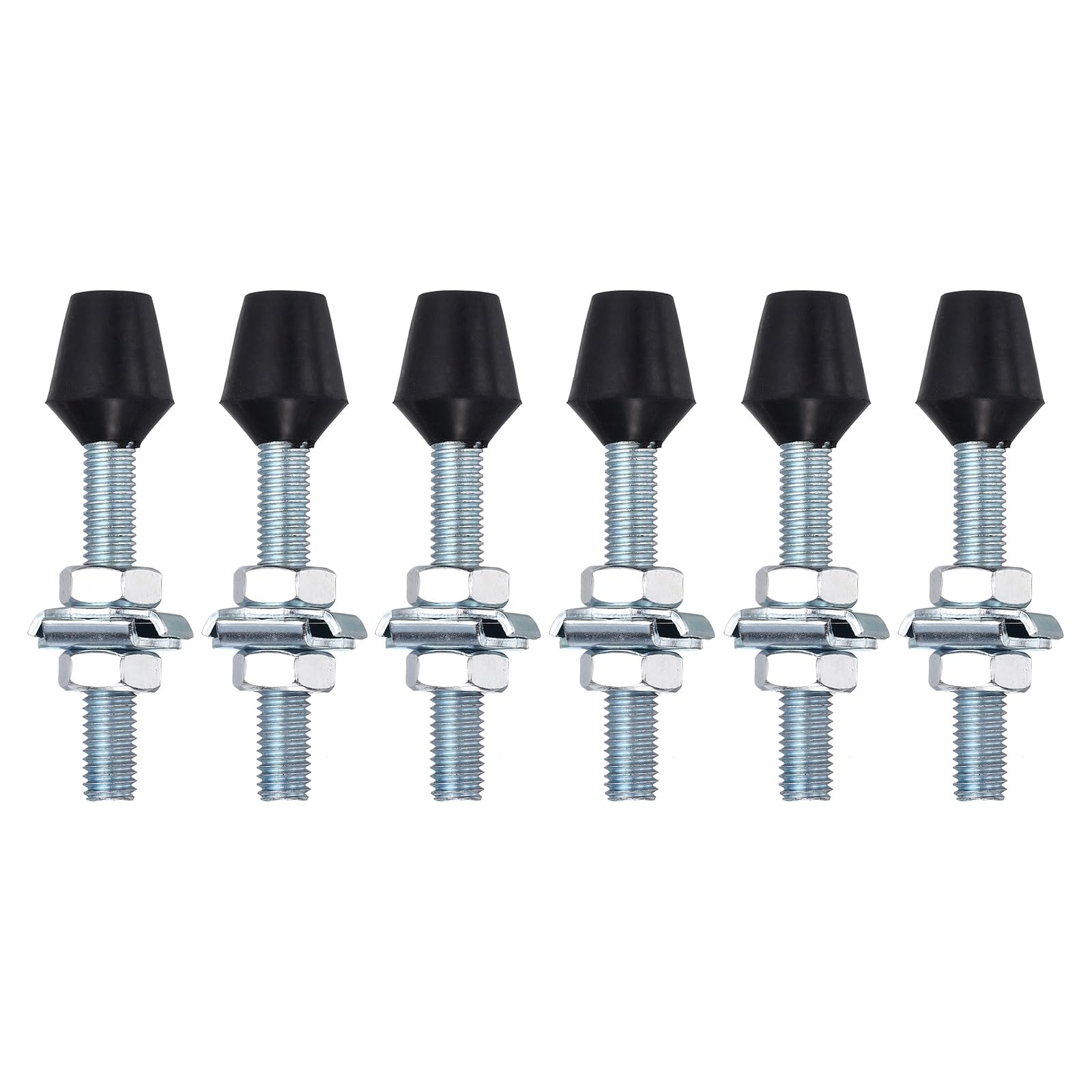 sourcing map 6Pcs Toggle Clamp Foot Rubber Head Carbon Steel M10x87mm Toggle Clamp Screw Assembly for Boxes, Cabinets, Doors with 12Pcs Screws and Washers